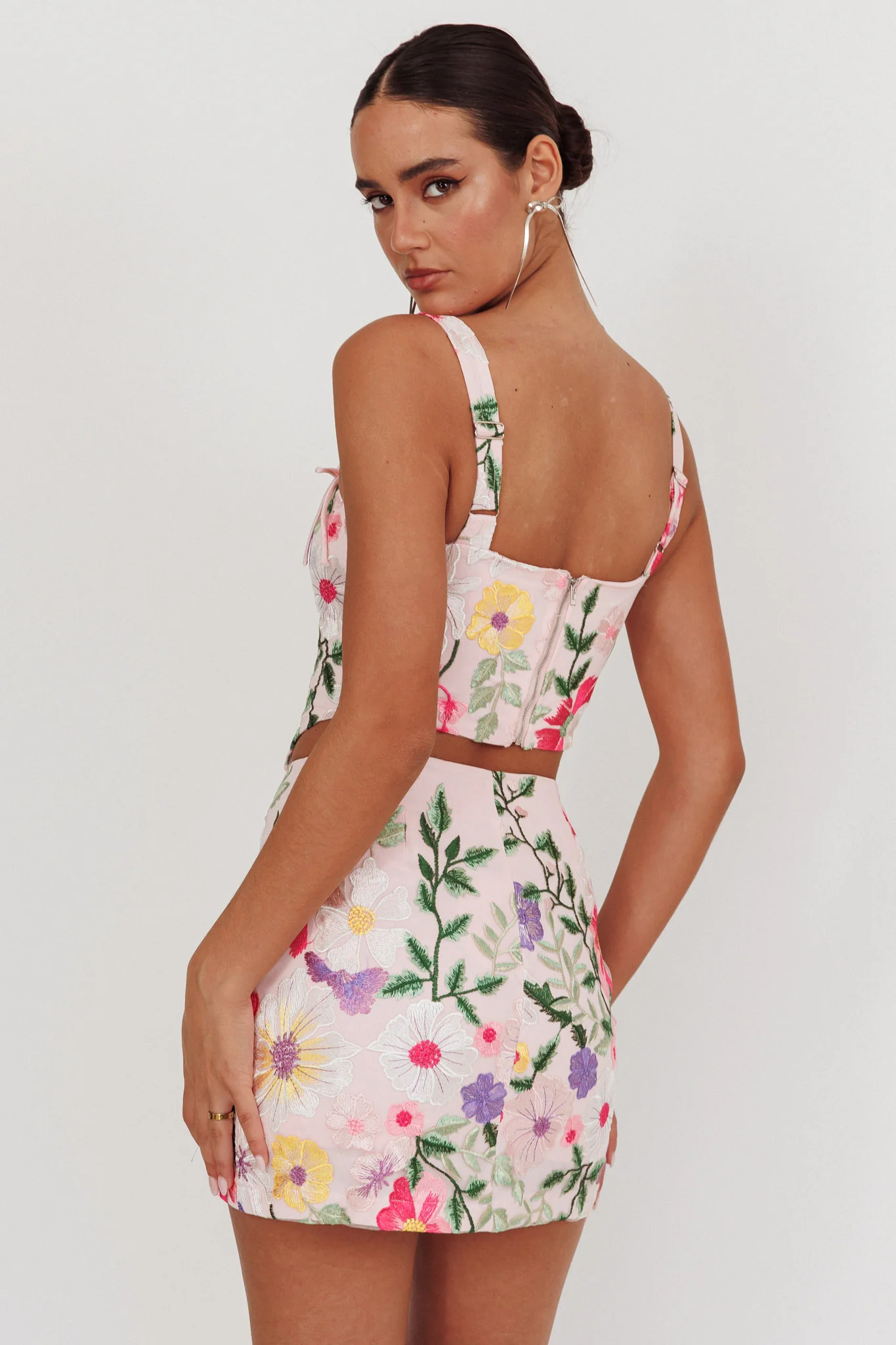 High Street Jacquard Mini Skirt Floral Multi - Image 3
