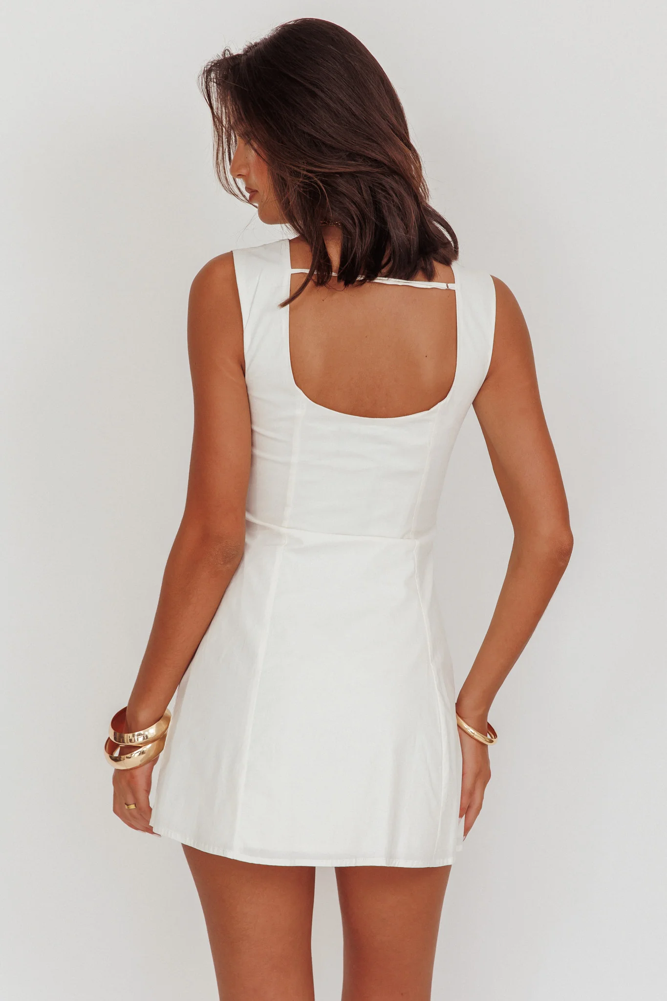 High Tide Buttoned Textured Mini Dress White - Image 2