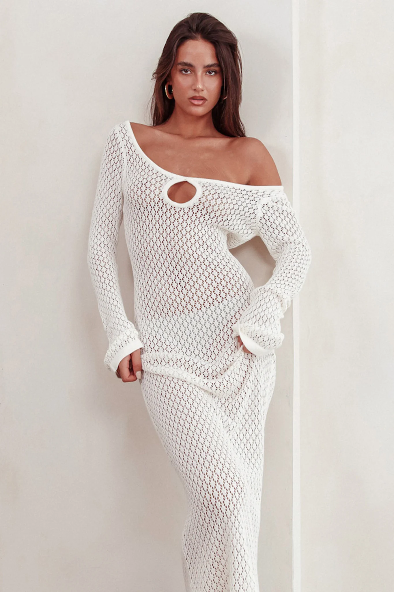 Hold My Heart Knit Maxi Dress Off White - Image 4