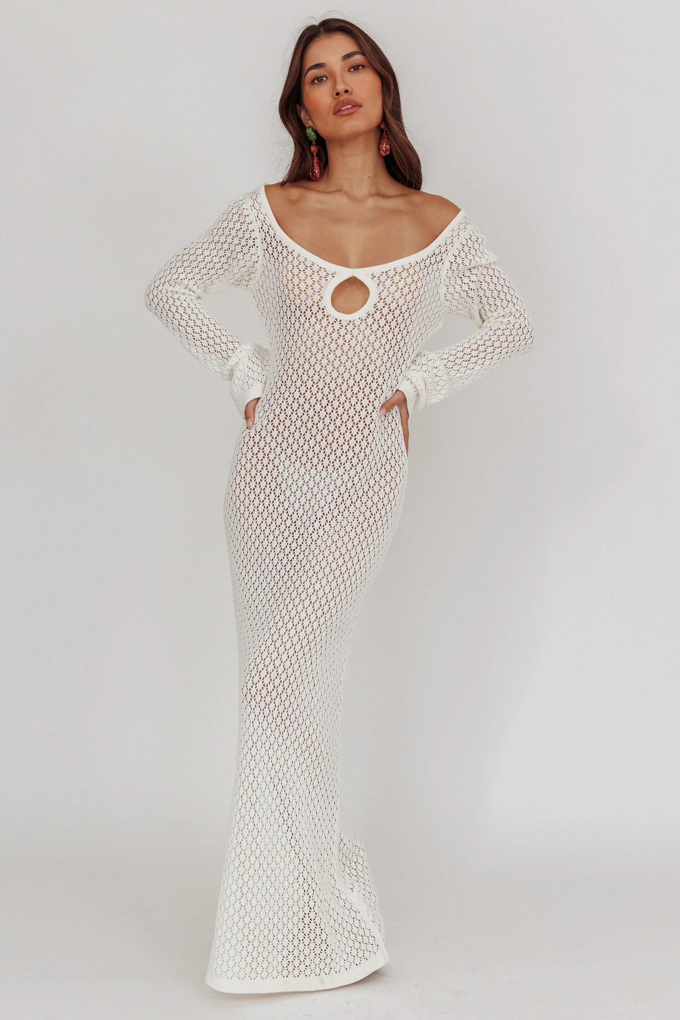 Hold My Heart Knit Maxi Dress Off White - Image 8