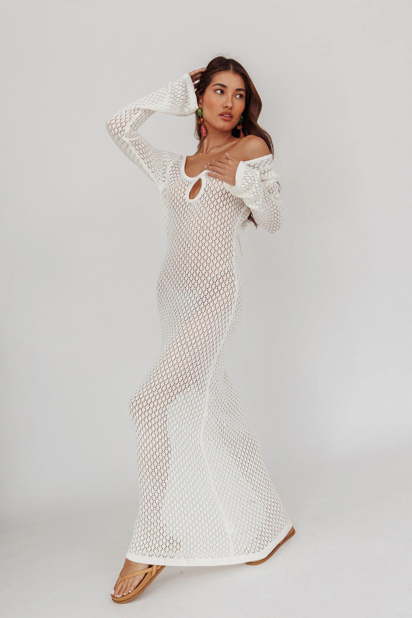 Hold My Heart Knit Maxi Dress Off White - Image 9