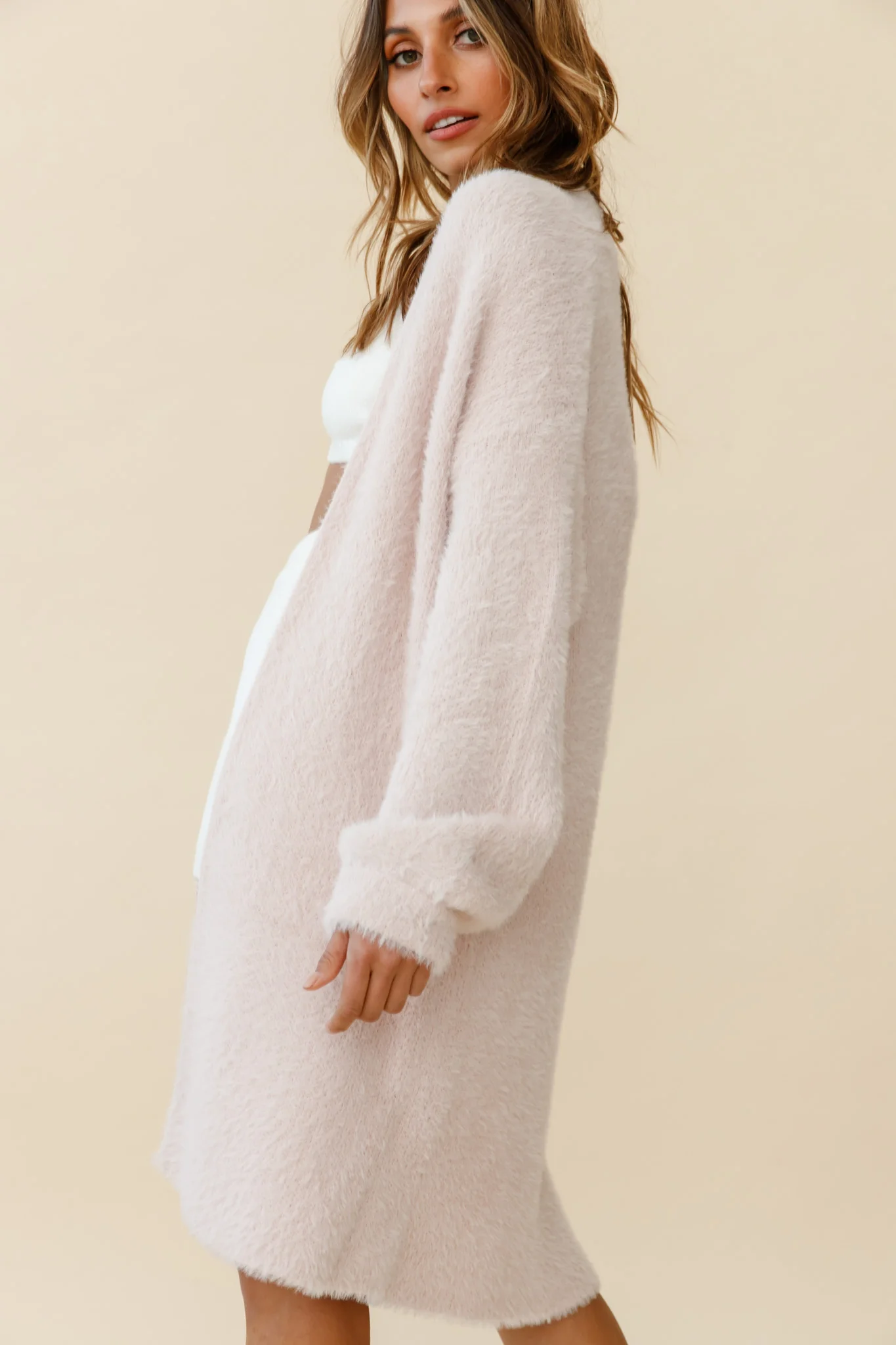 Hold The Phone Long Sleeve Duster Cardigan Pink - Image 6