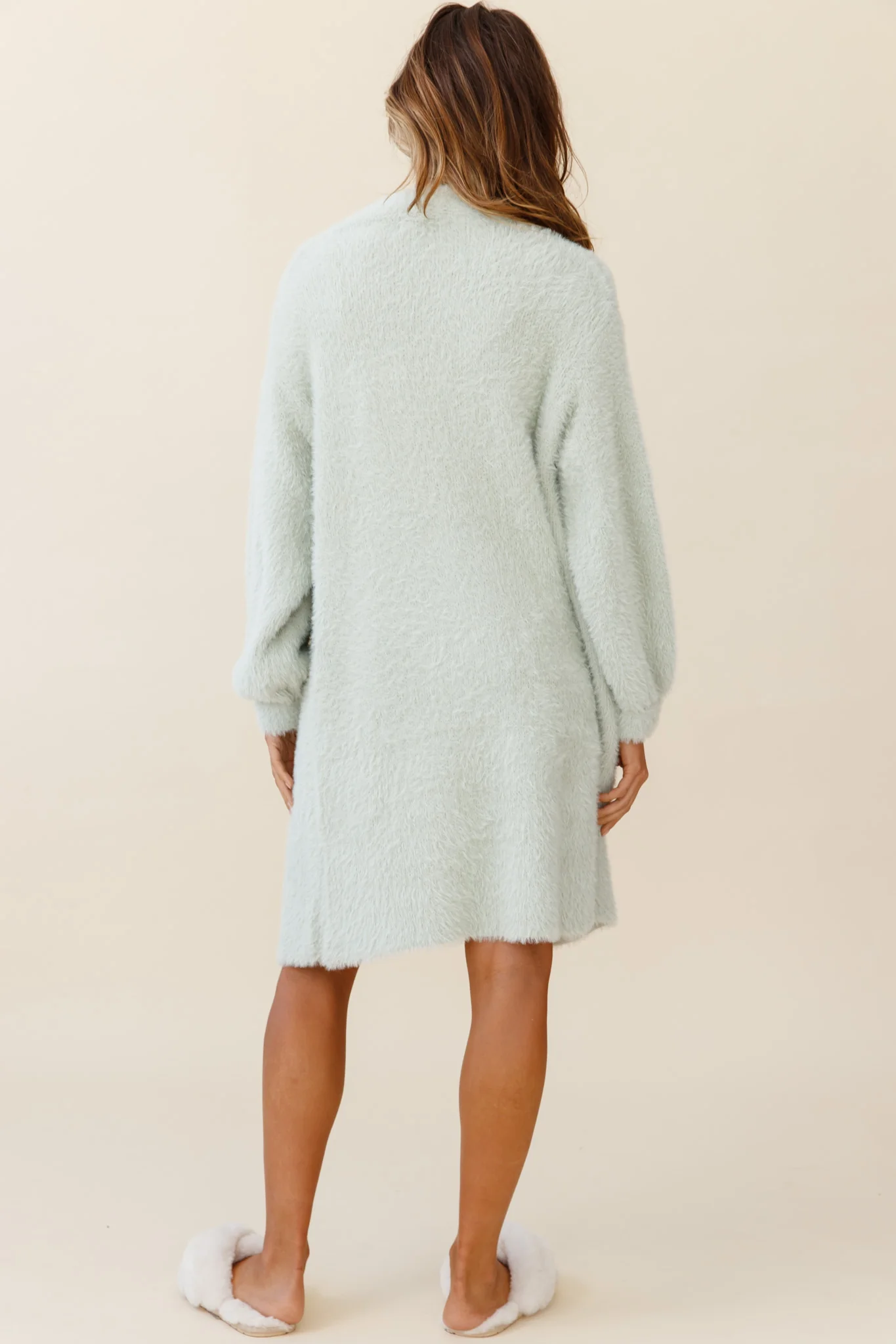 Hold The Phone Long Sleeve Duster Cardigan Sage - Image 3