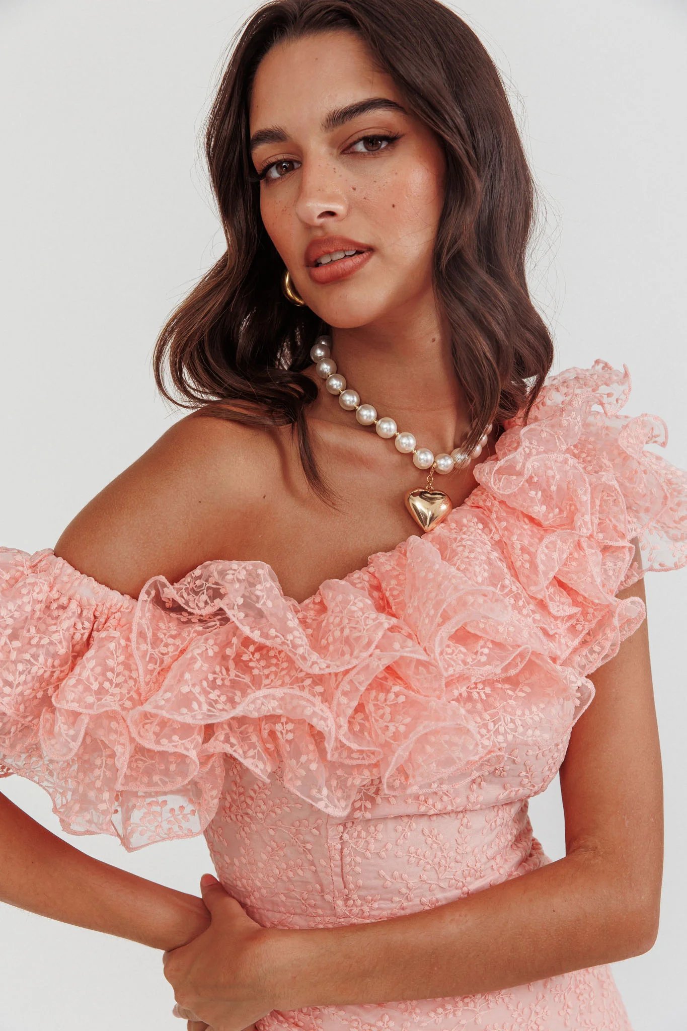 Hollyn One-Shoulder Ruffle Mini Dress Blush - Image 2