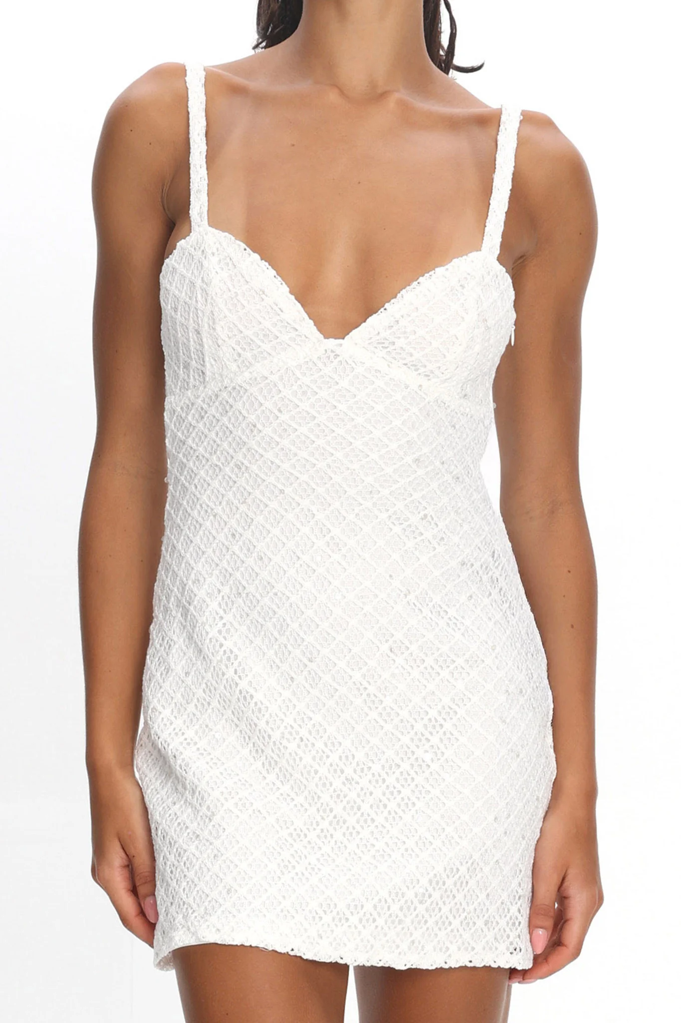 Honduras Crochet Knit Mini Dress Sequin Off White - Image 5
