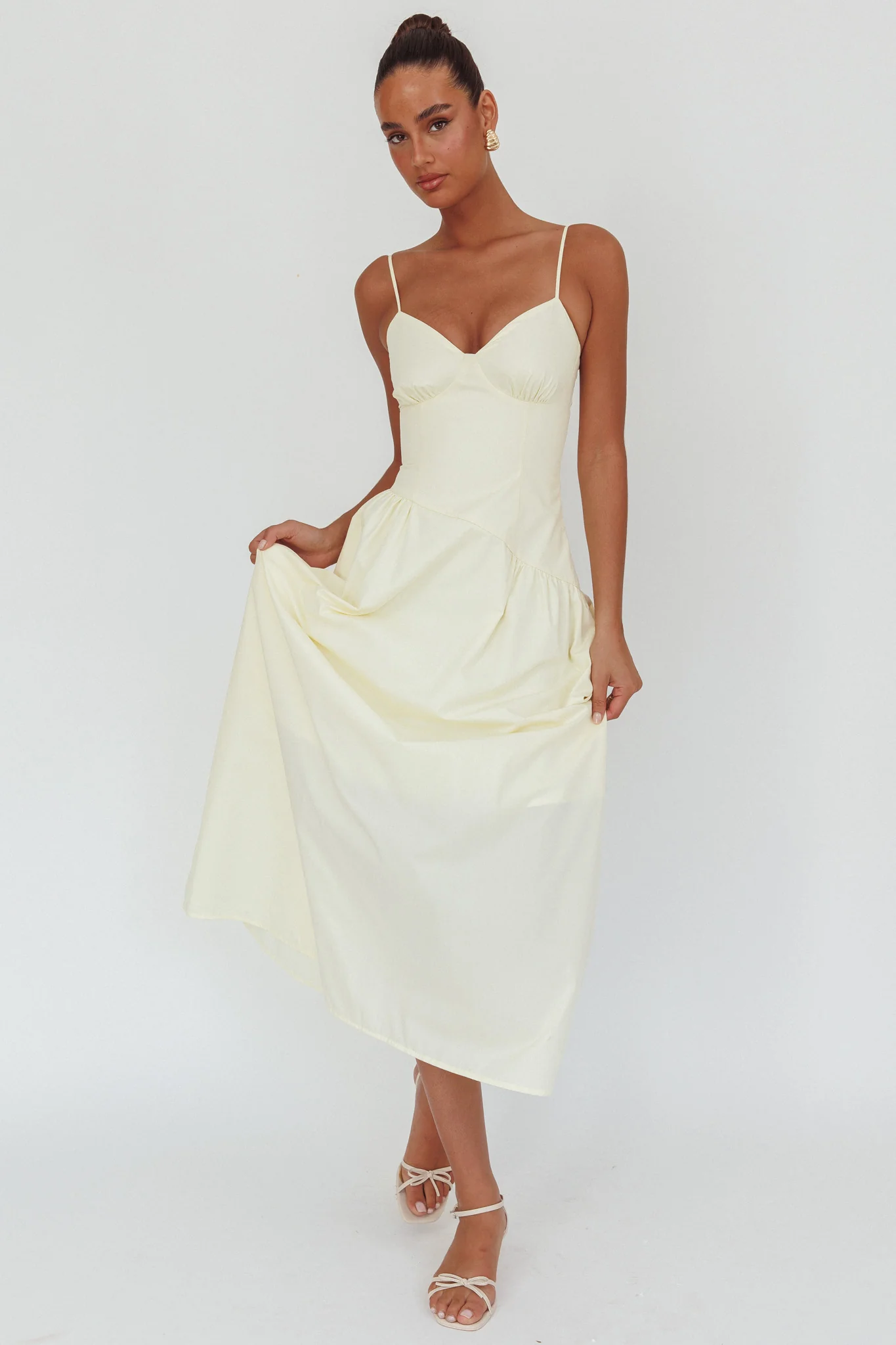 Honey Baby Diagonal Waist Maxi Dress Butter - Image 4