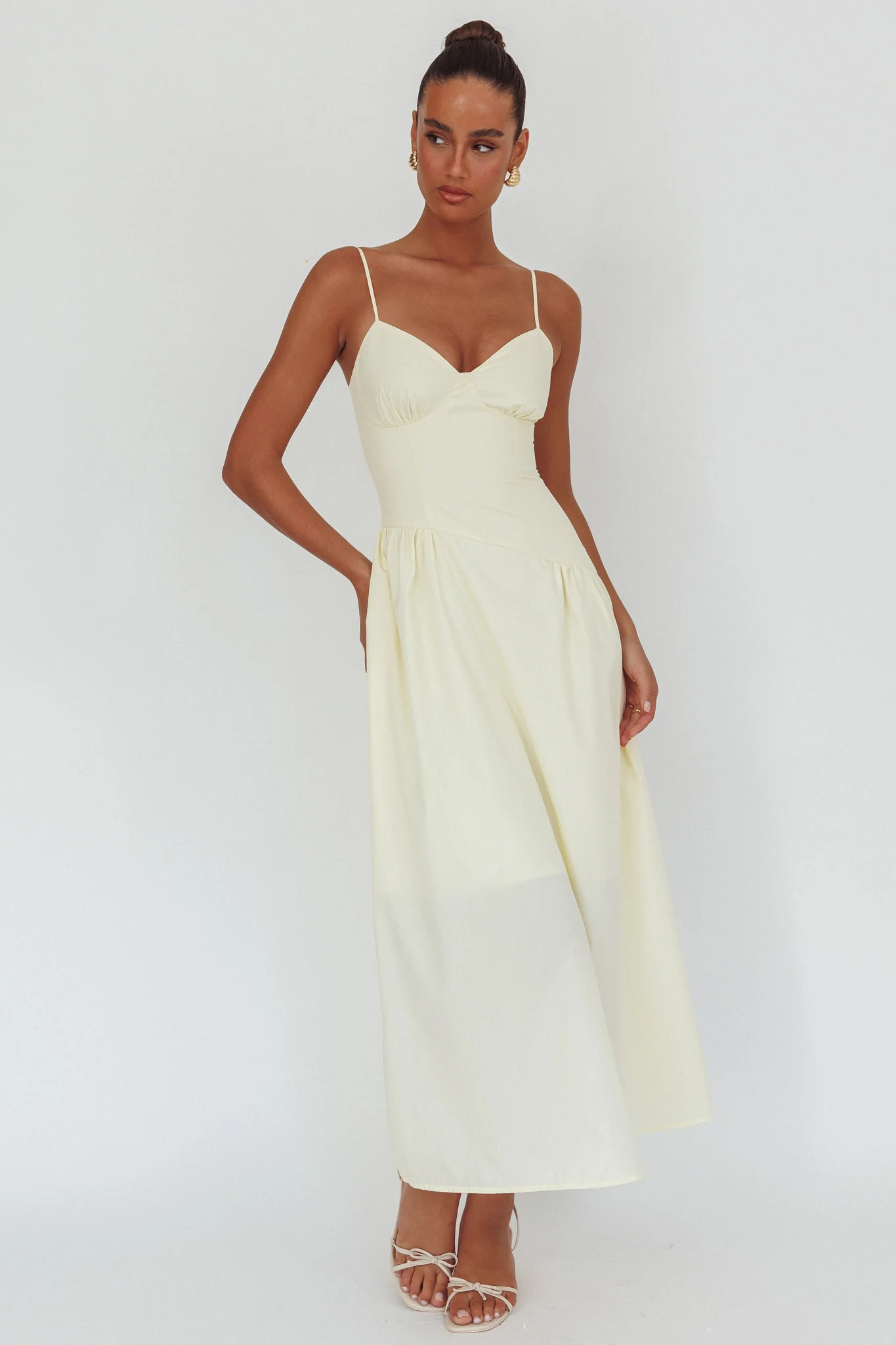 Honey Baby Diagonal Waist Maxi Dress Butter - Image 5