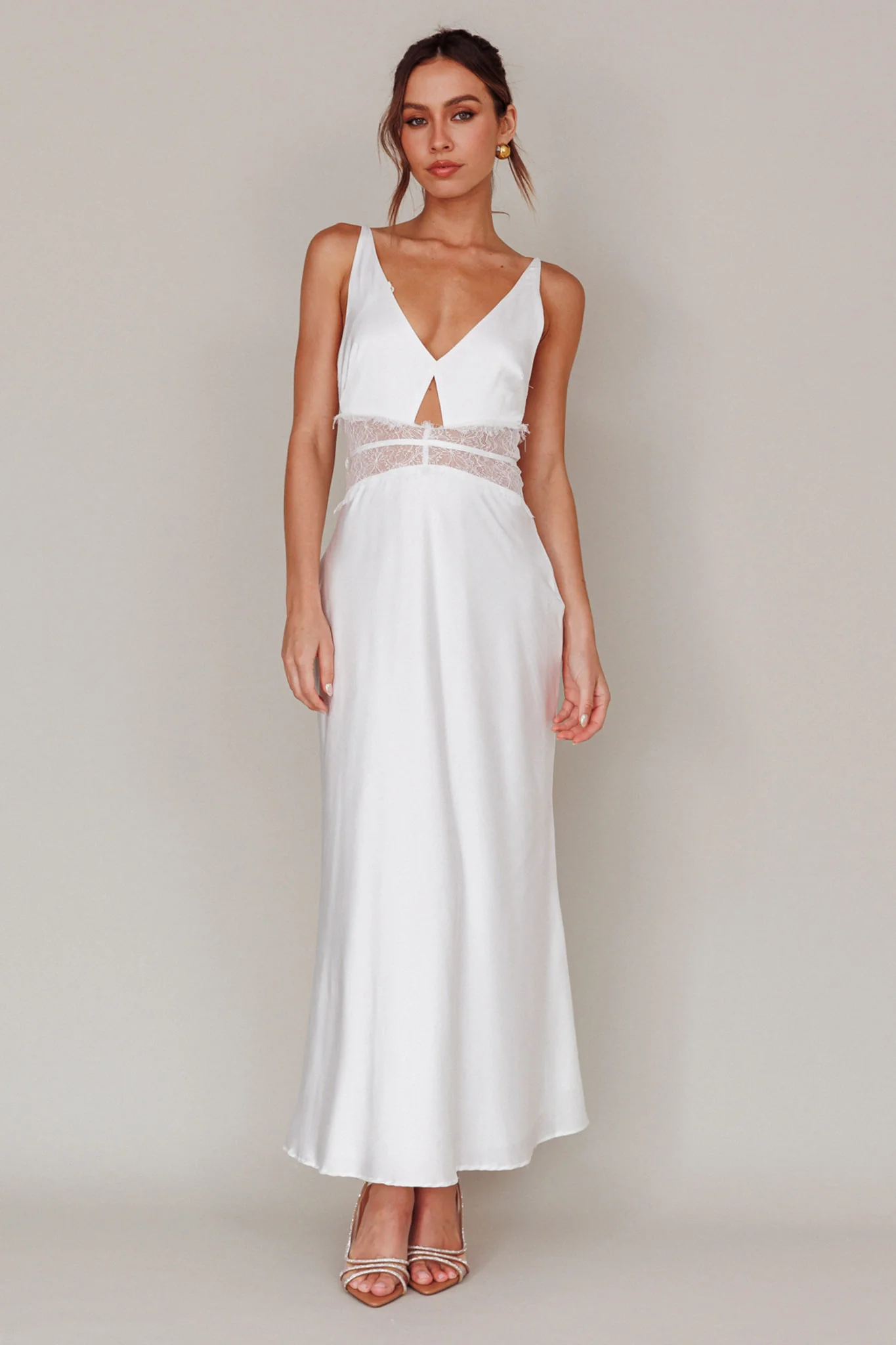 Honeybee Lace Trim Maxi Dress White - Image 8