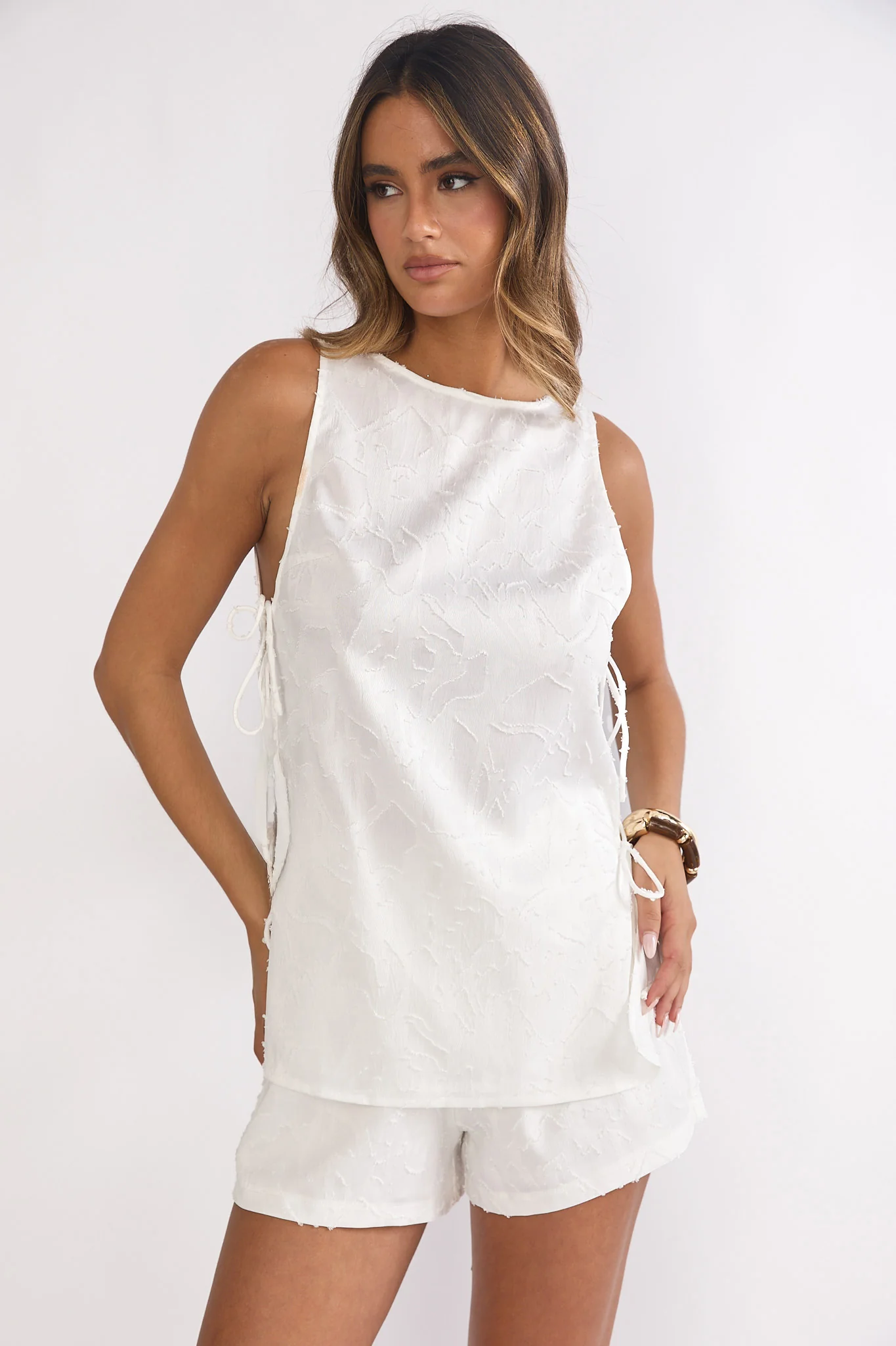 Honeykiss Elasticated Waist Shorts White - Image 5