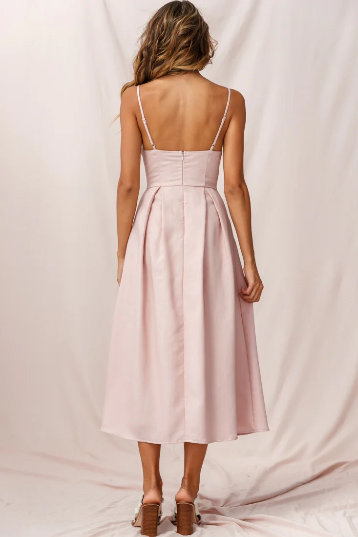 Hope Tie-Knot Bust Midi Dress Blush - Image 3