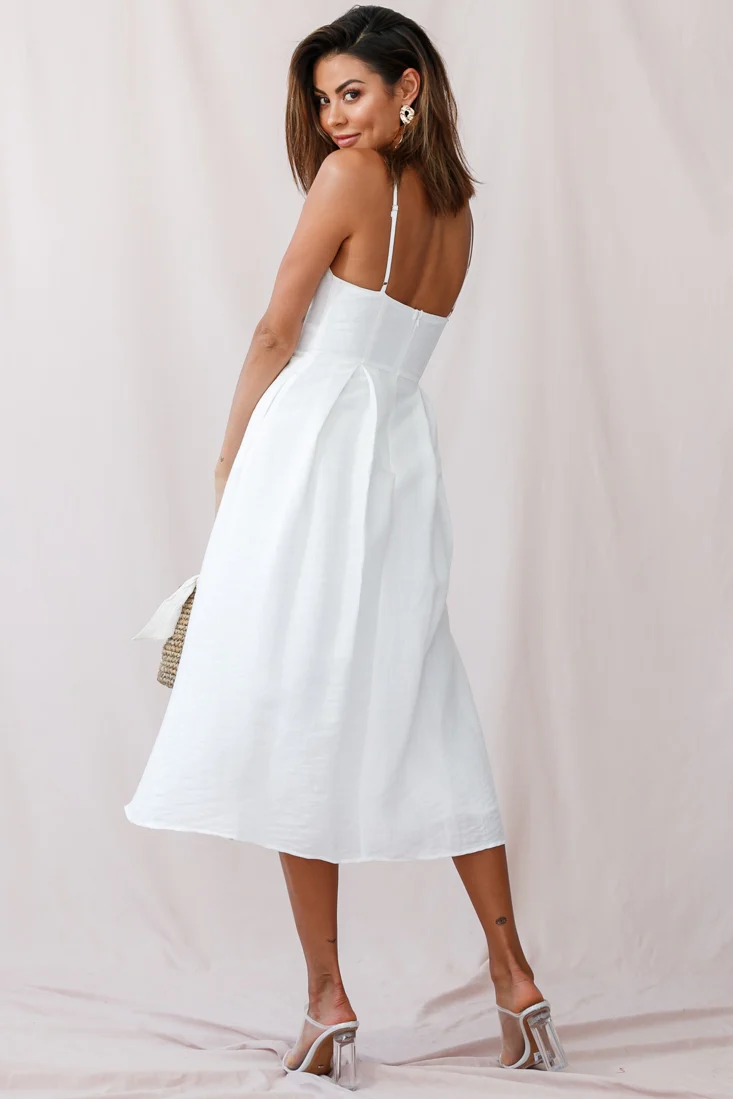 Hope Tie-Knot Bust Midi Dress White - Image 4