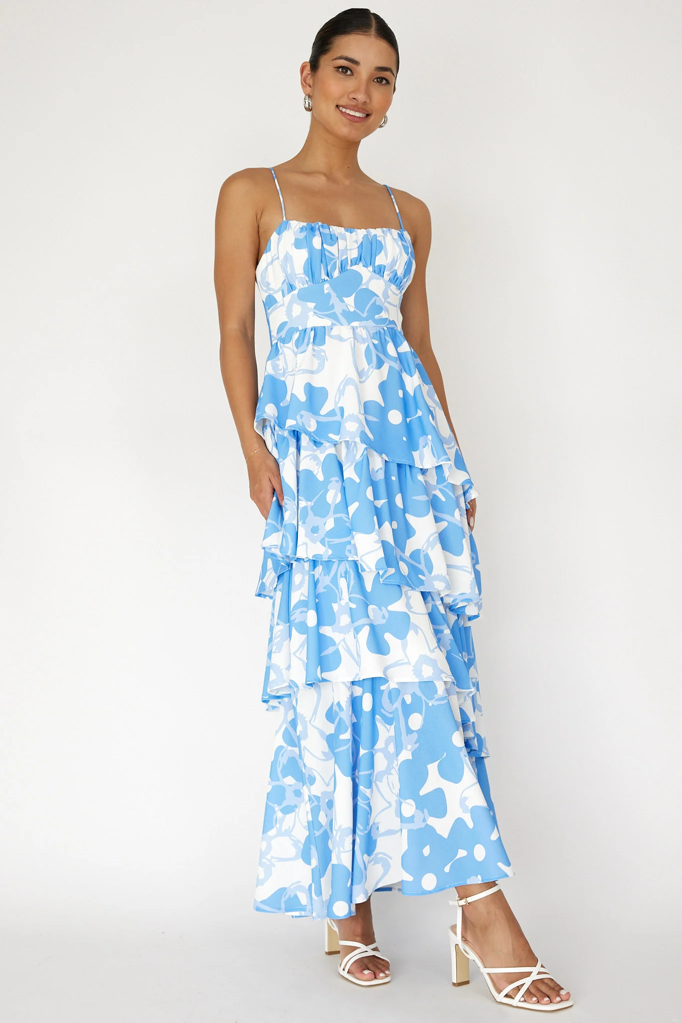 Hopeful Tiered Layered Maxi Dress Blue - Image 5