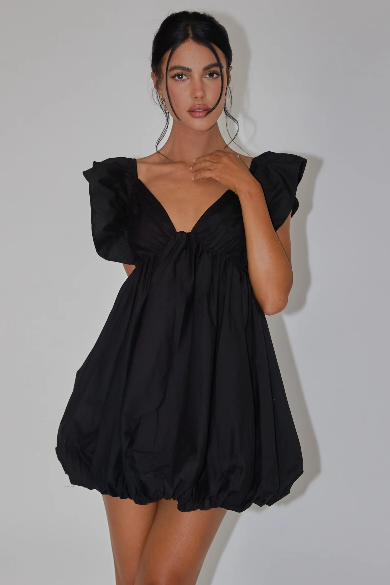 Horoscope Bubble Hem Mini Dress Black - Image 4