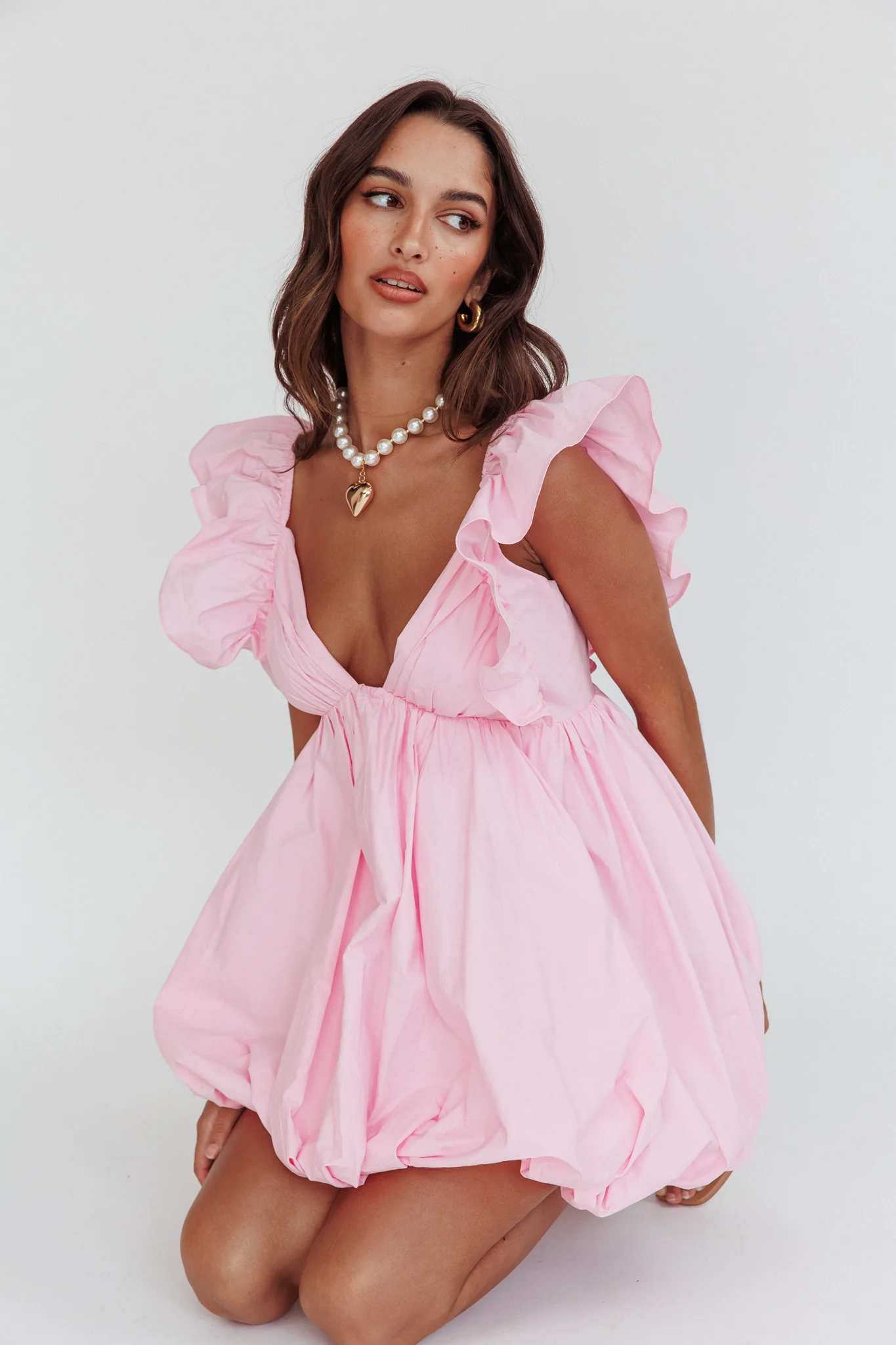 Horoscope Bubble Hem Mini Dress Blush - Image 2