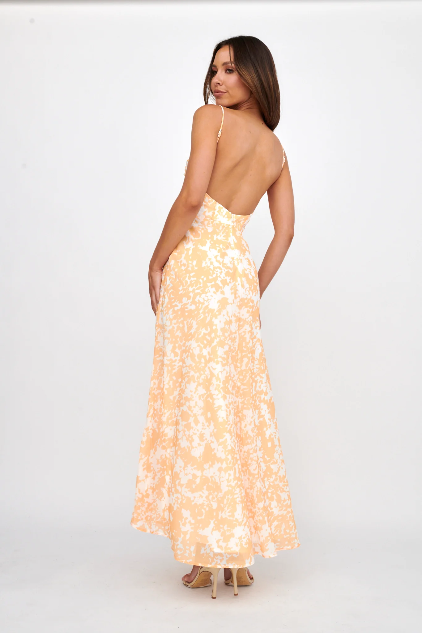 Huda U-Wire Bust Low Back Maxi Dress Yellow - Image 2