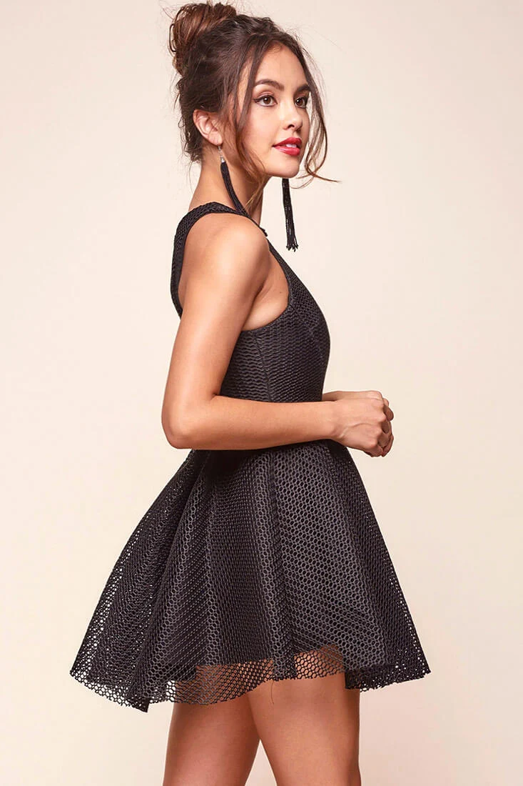 Idina Mesh Overlay Holiday Dress Black - Image 5