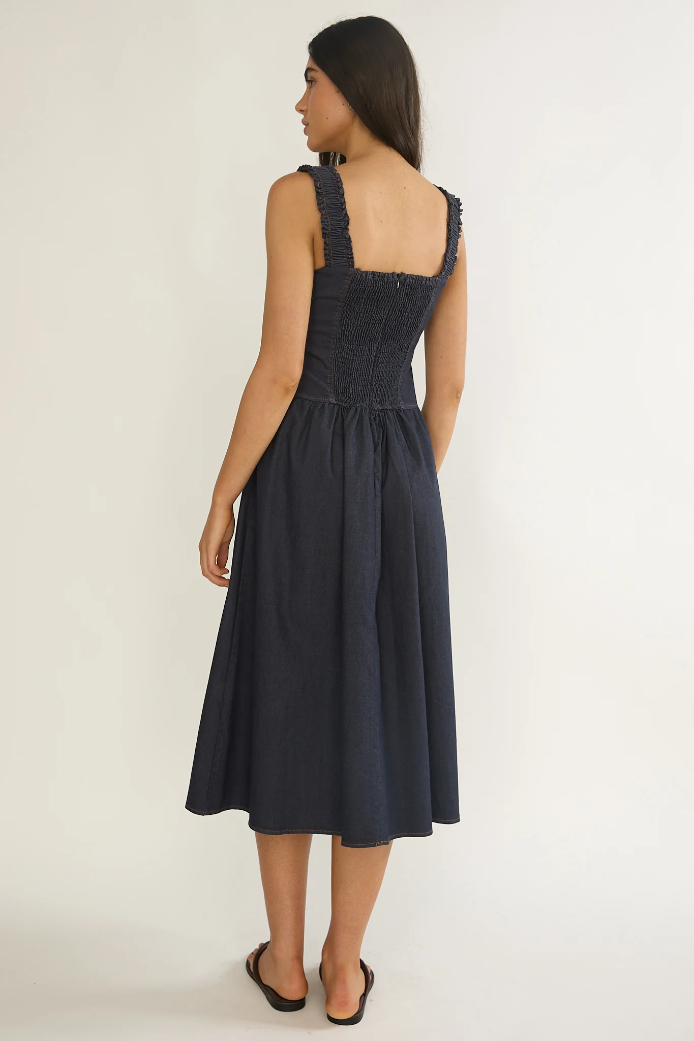 Idyllic Gathered Bust Midi Dress Indigo - Image 2