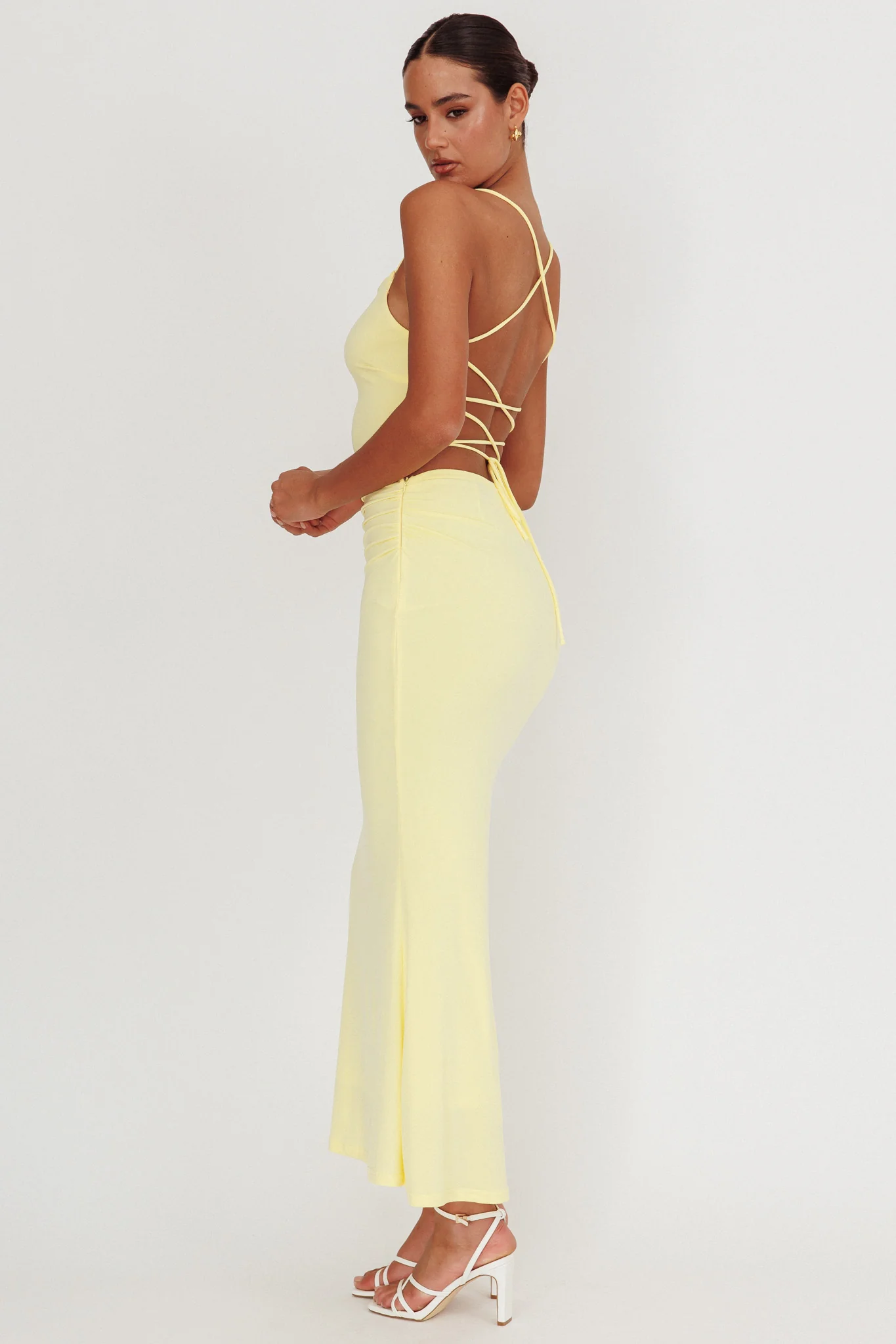 Ignite Rosette Backless Maxi Dress Lemon - Image 3