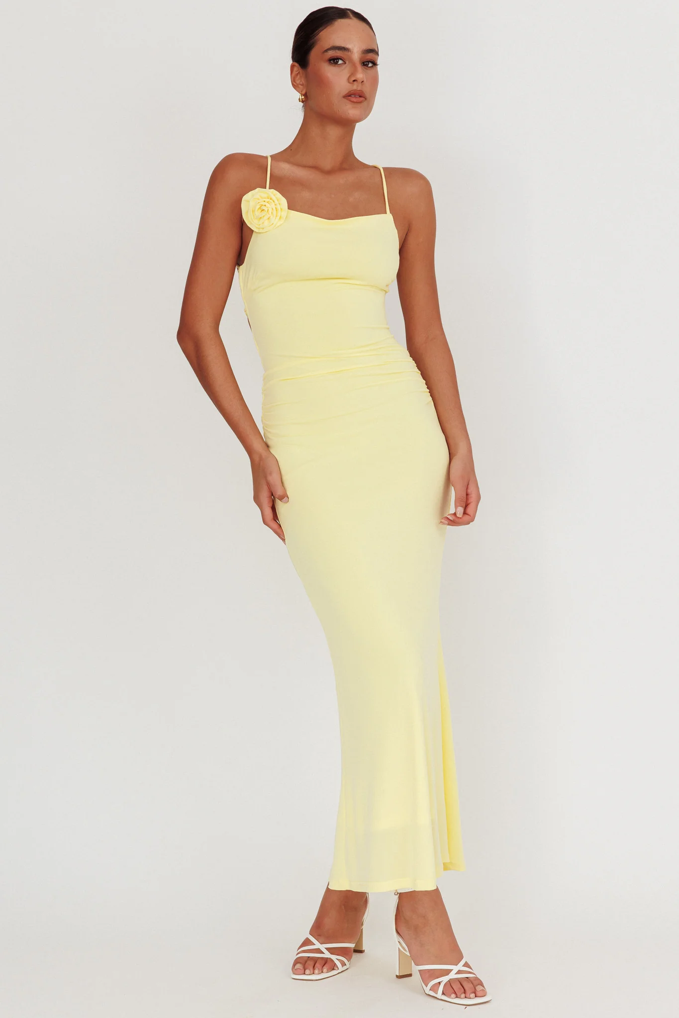 Ignite Rosette Backless Maxi Dress Lemon - Image 6