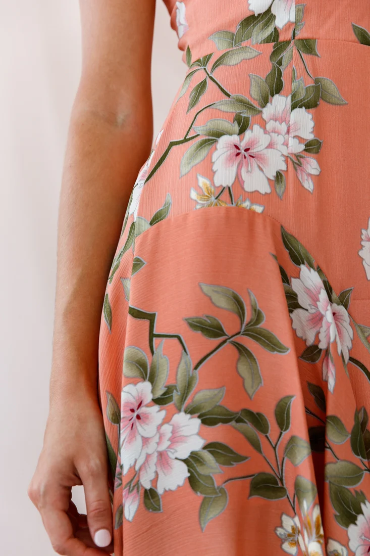 Imelda V-Neckline High-Low Hem Dress Peach - Image 4
