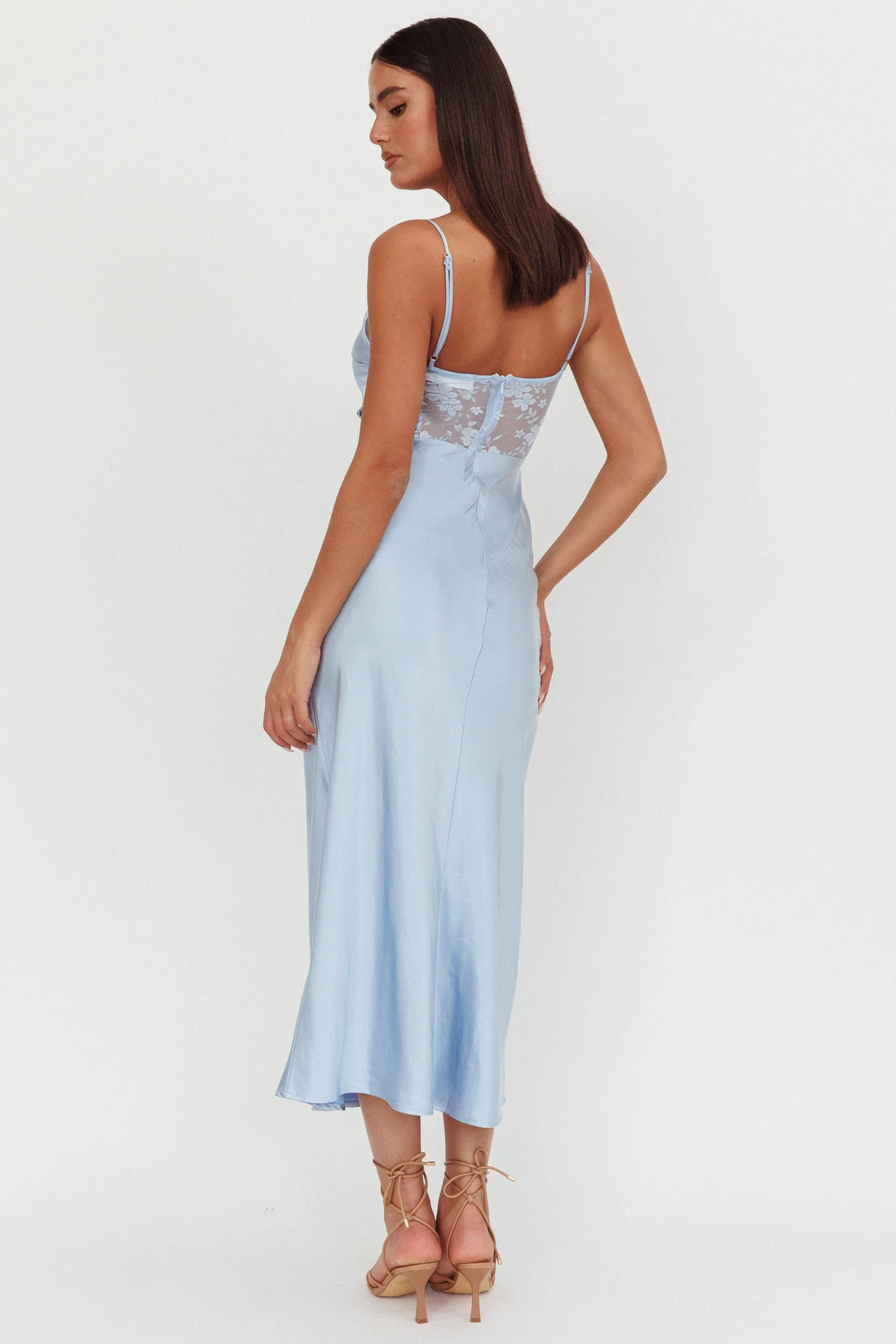 Impressions Lace Bodice Maxi Dress Blue - Image 2