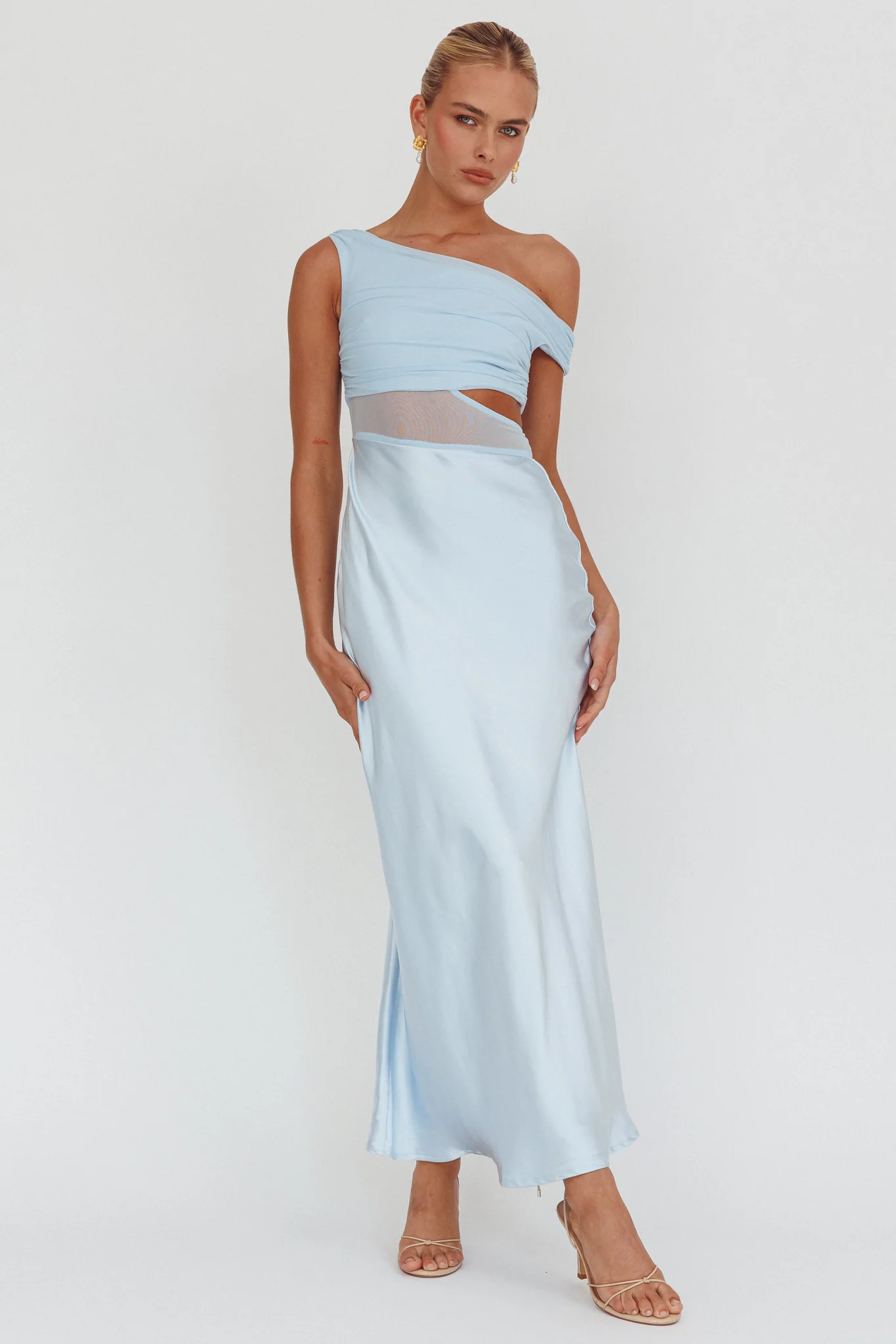 In Blooms Mesh Bodice Maxi Dress Blue - Image 5