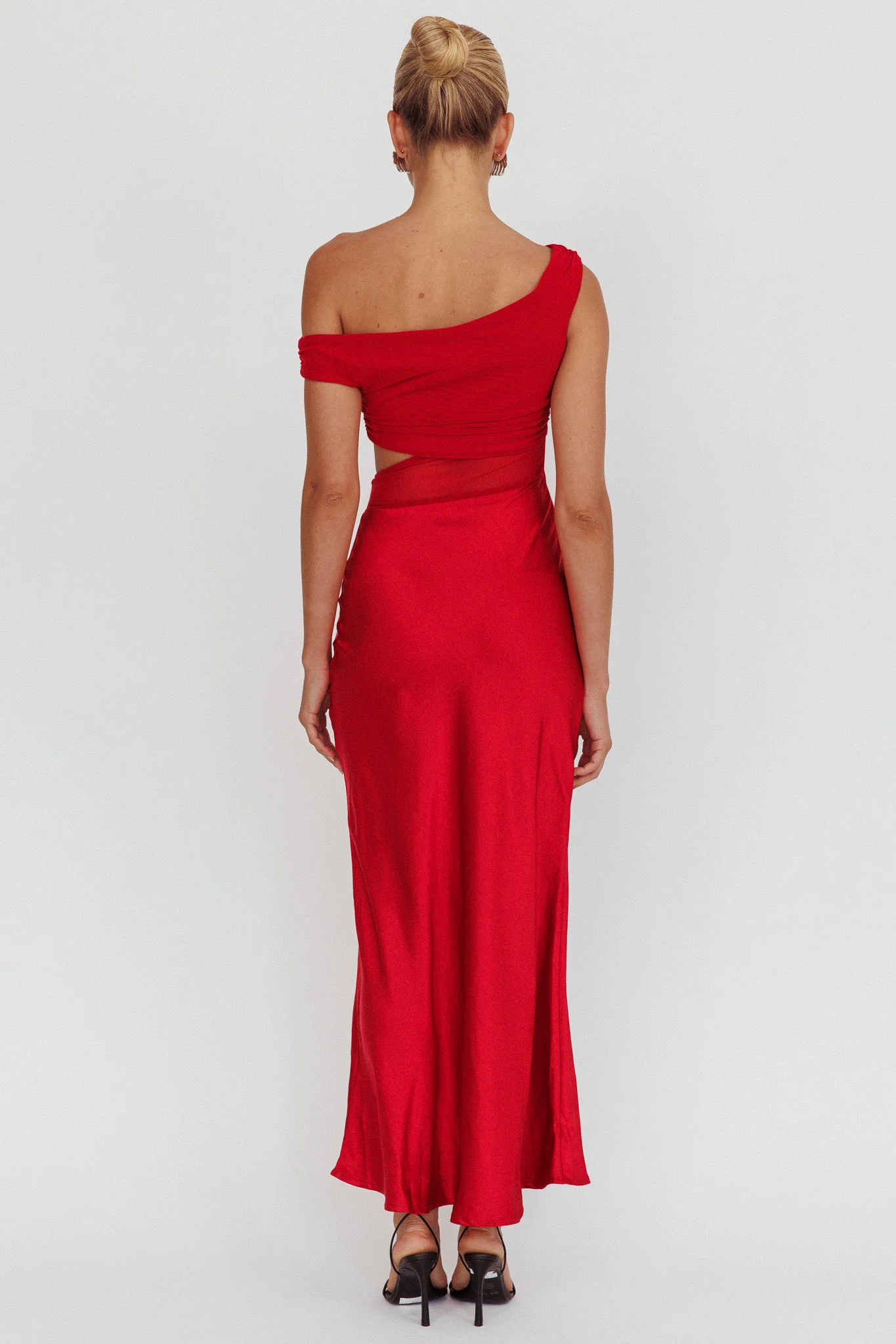 In Blooms Mesh Bodice Maxi Dress Wine - Image 2
