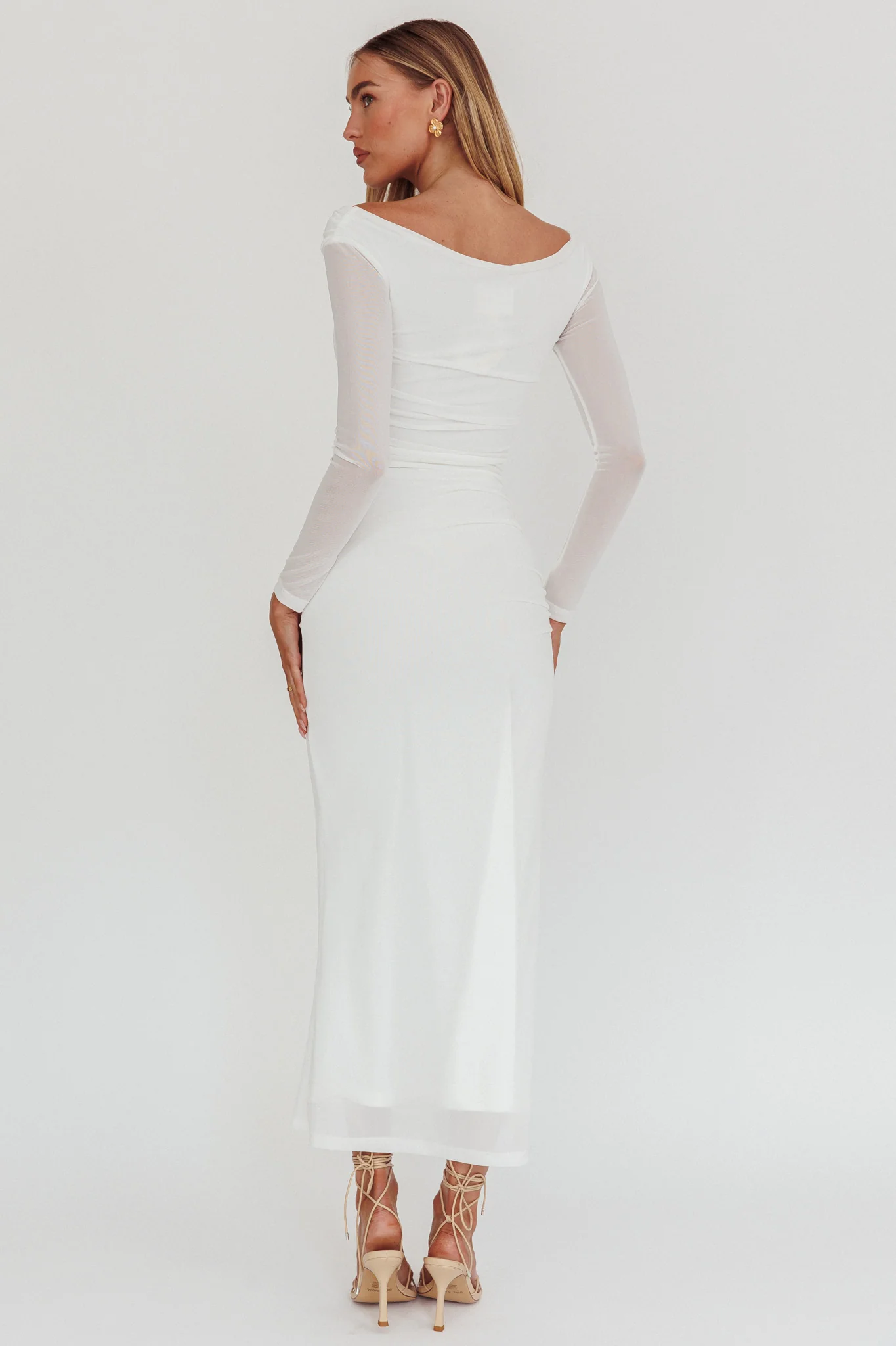 In Blooms Off Shoulder Maxi Dress Off White - Image 2