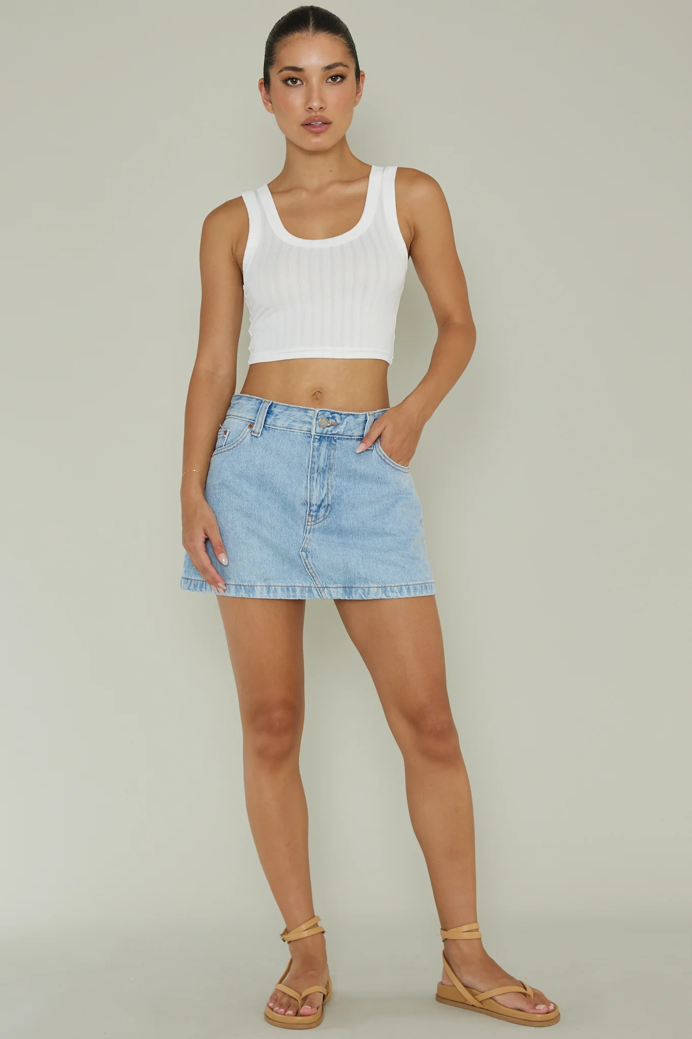 In Sync Scoop Neck Crop Top White - Image 3