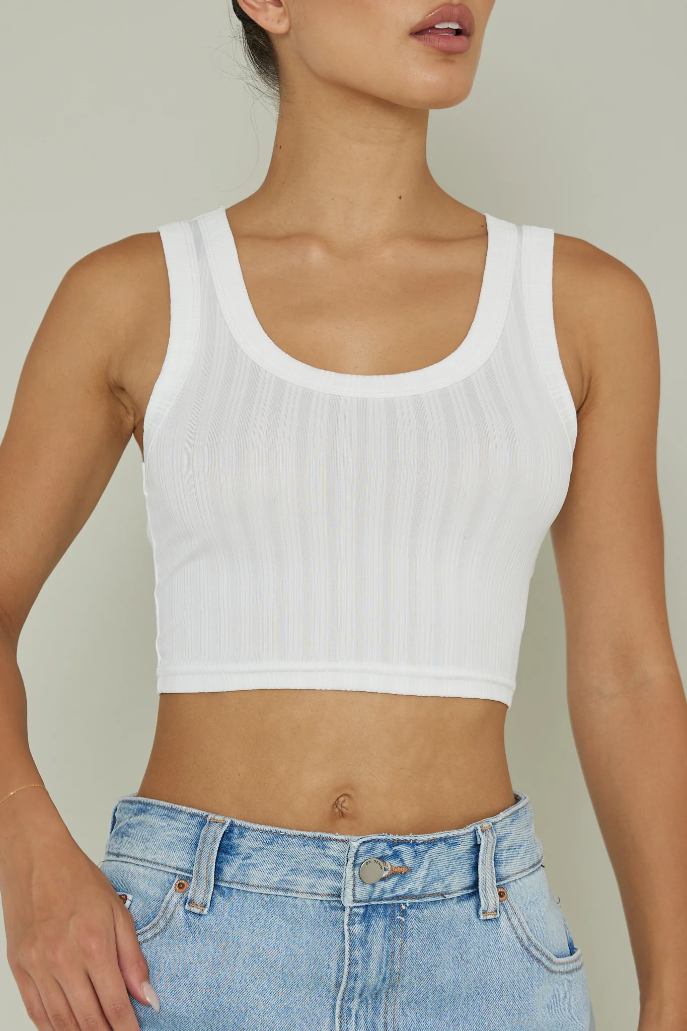 In Sync Scoop Neck Crop Top White - Image 4