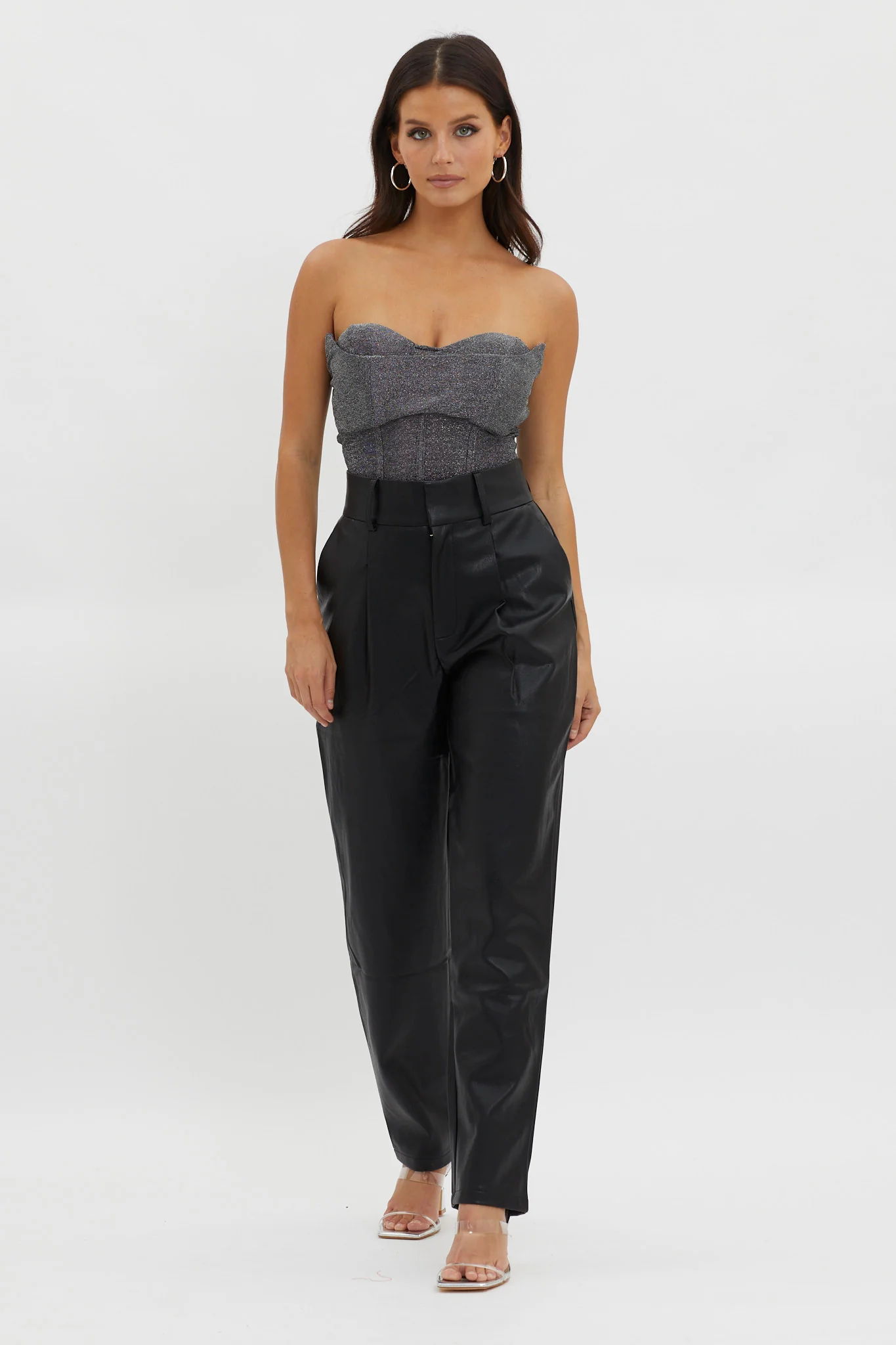 In Theory Faux Leather Pants Black - Image 2