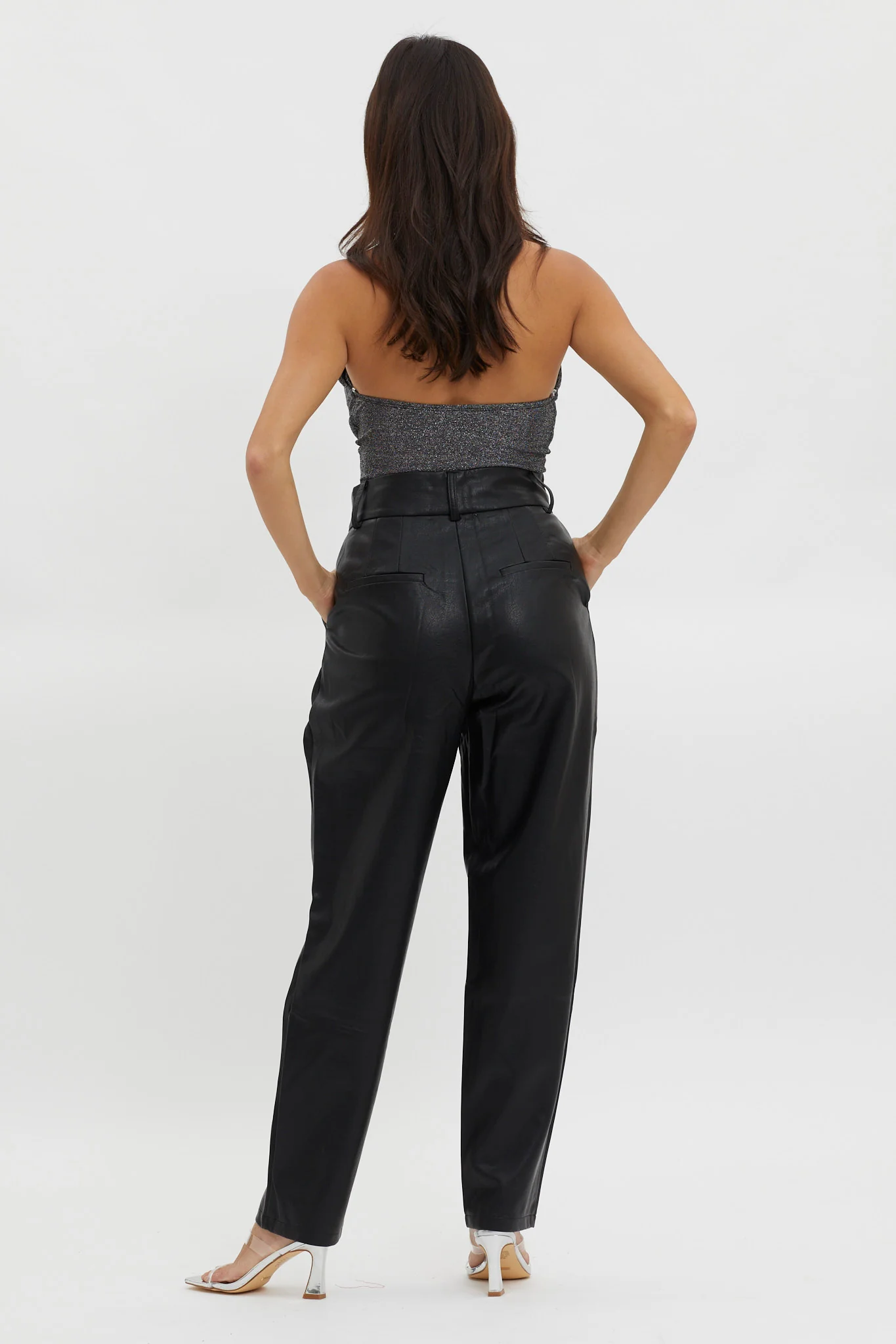 In Theory Faux Leather Pants Black - Image 3