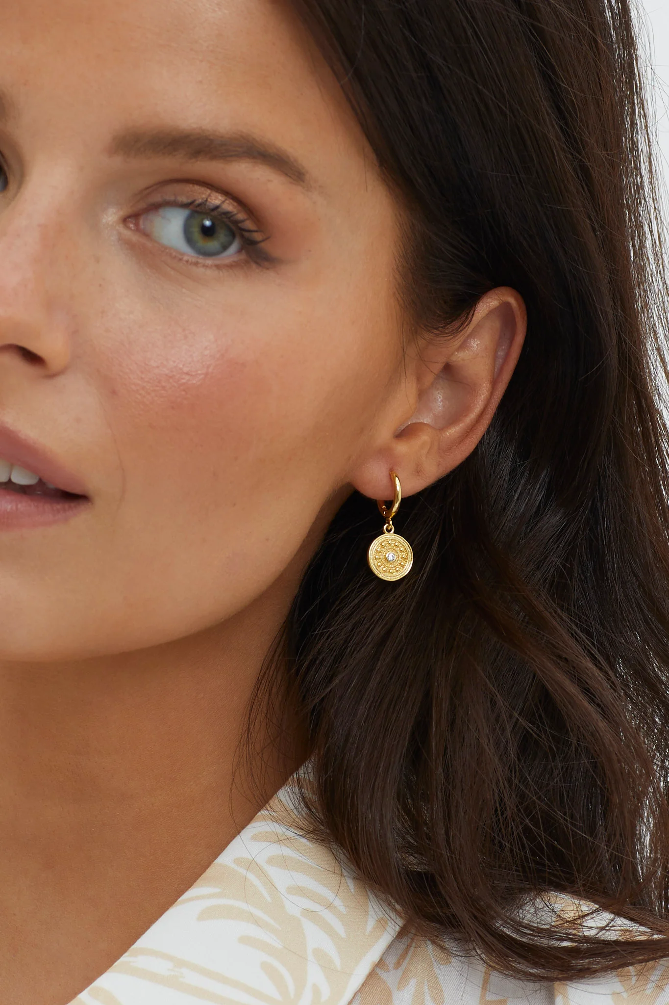 Inca Coin Dangle Earrings Gold - Image 2