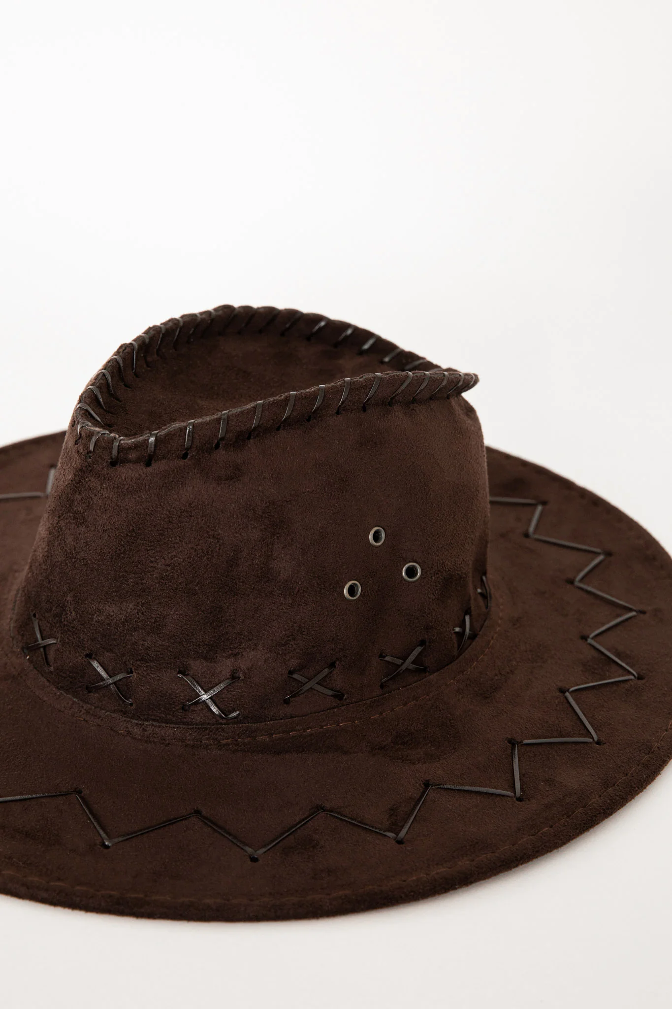 Indi Blanket Stitch Cowboy Hat Brown - Image 3