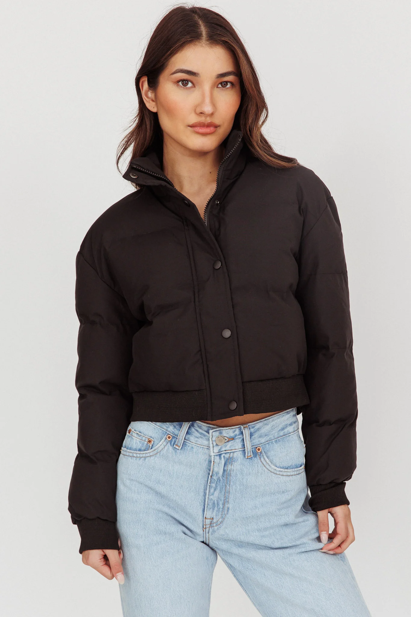 Infatuation Cropped Puffer Jacket Black - Image 5