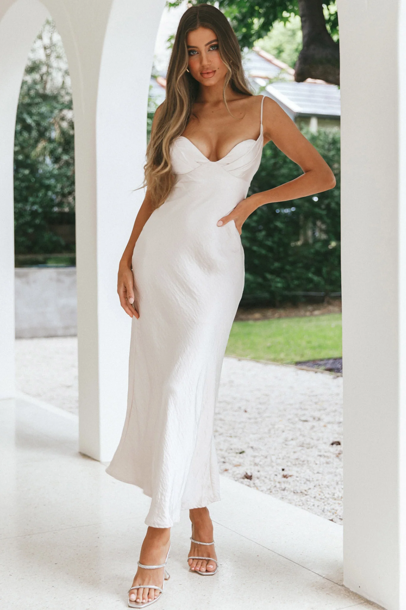 Infinity Pintuck Bust Maxi Dress Champagne - Image 2