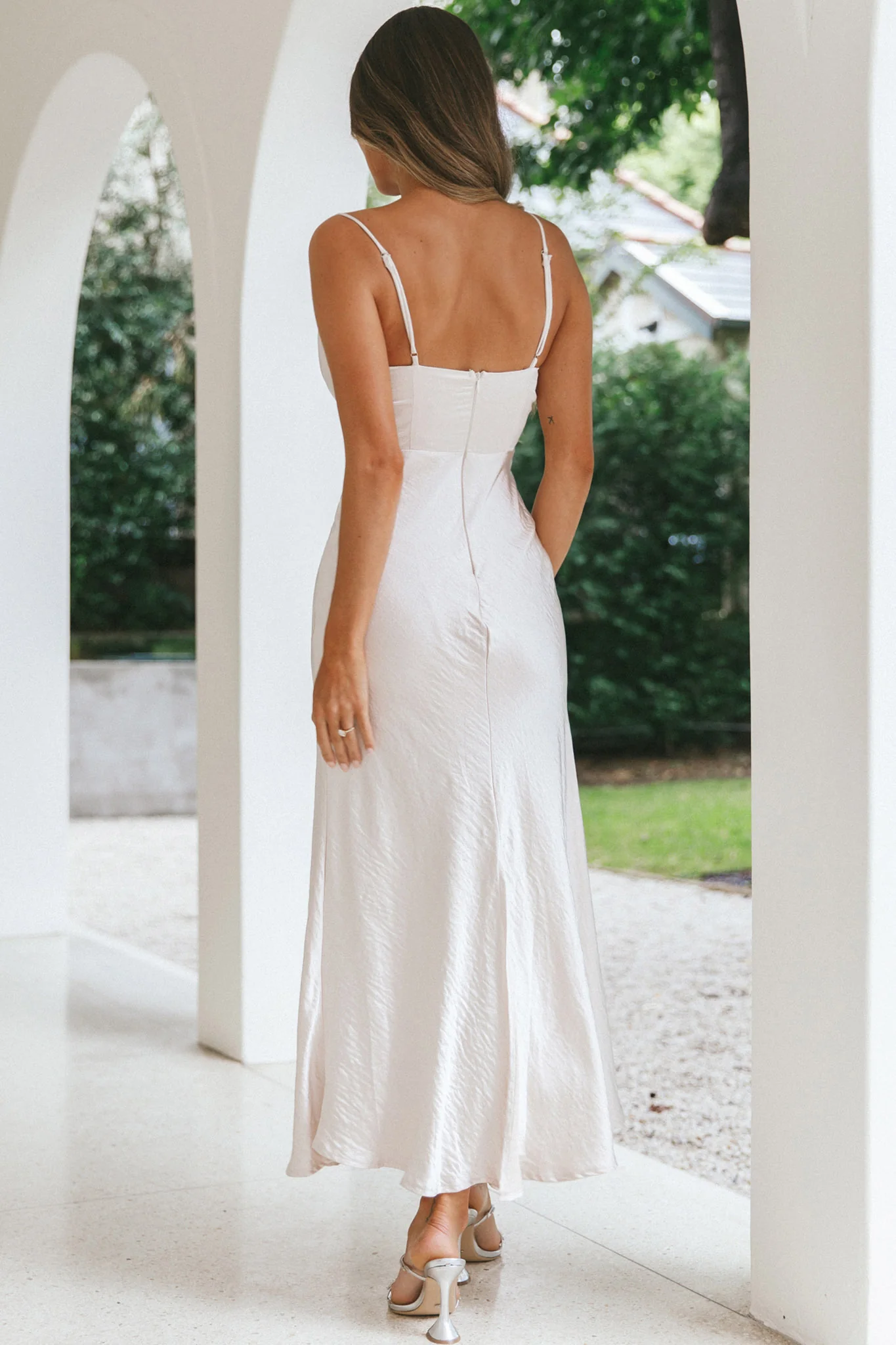 Infinity Pintuck Bust Maxi Dress Champagne - Image 3