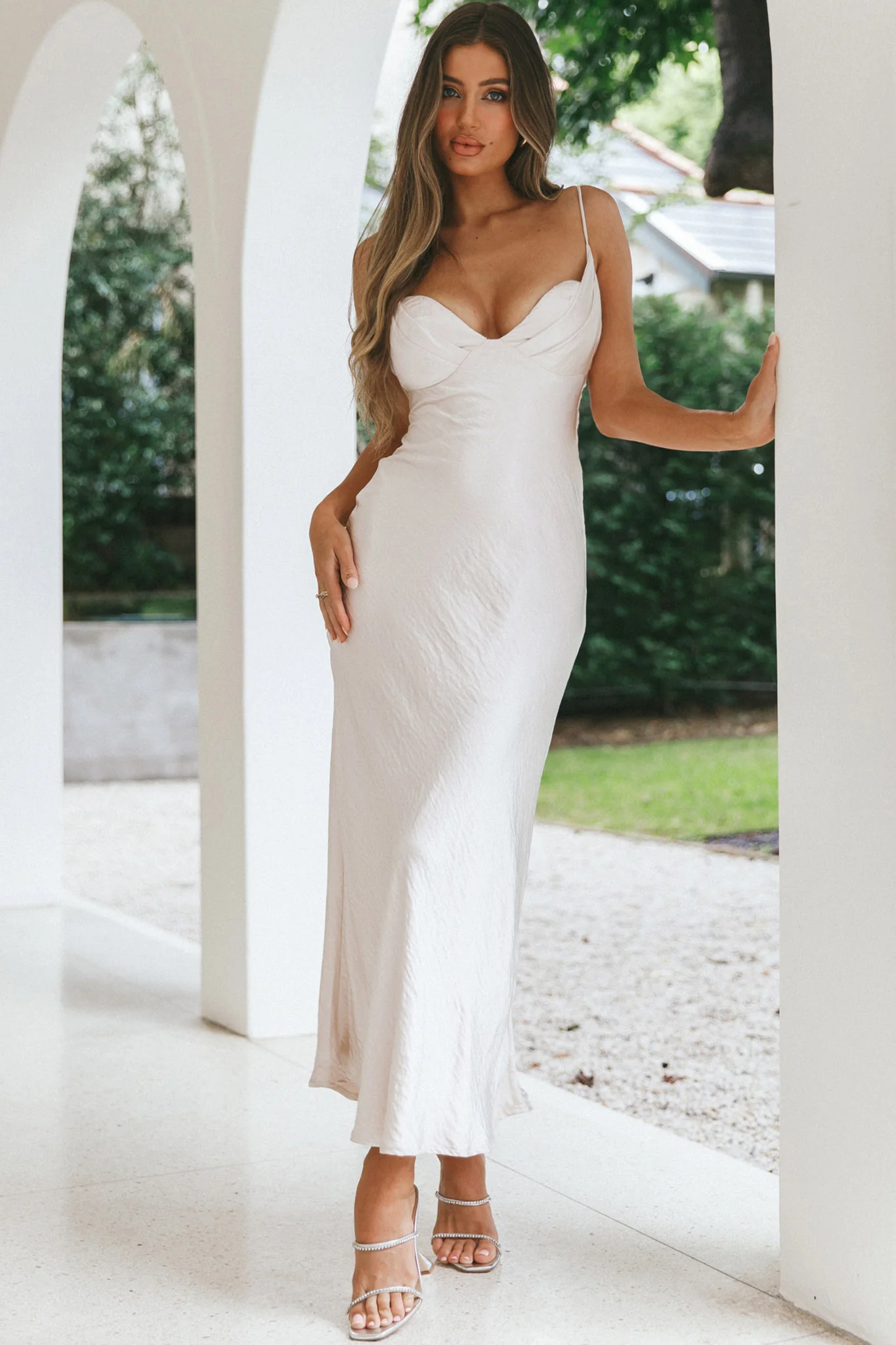 Infinity Pintuck Bust Maxi Dress Champagne - Image 4
