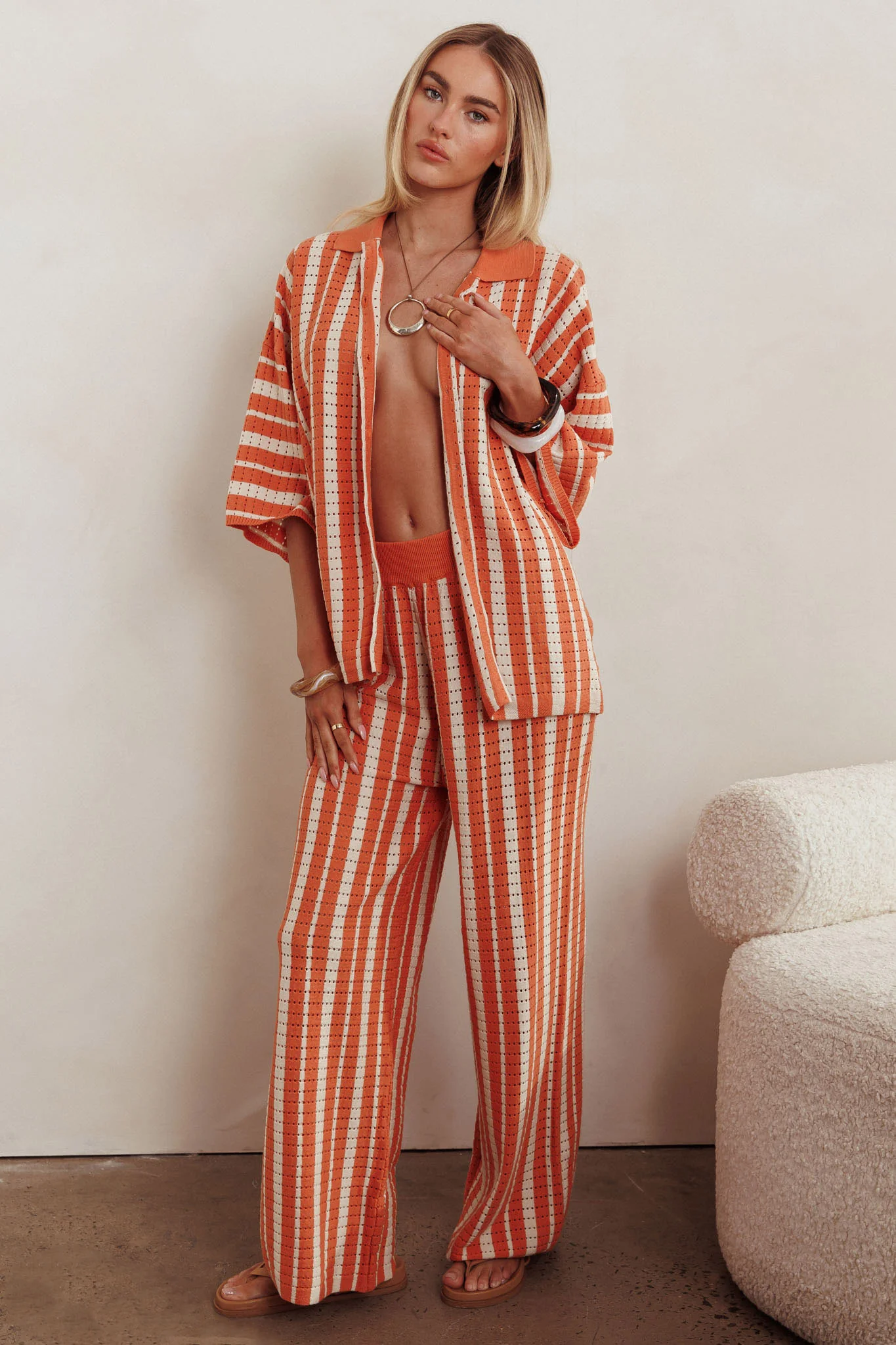 Influence Knit Straight Leg Pants Orange - Image 6