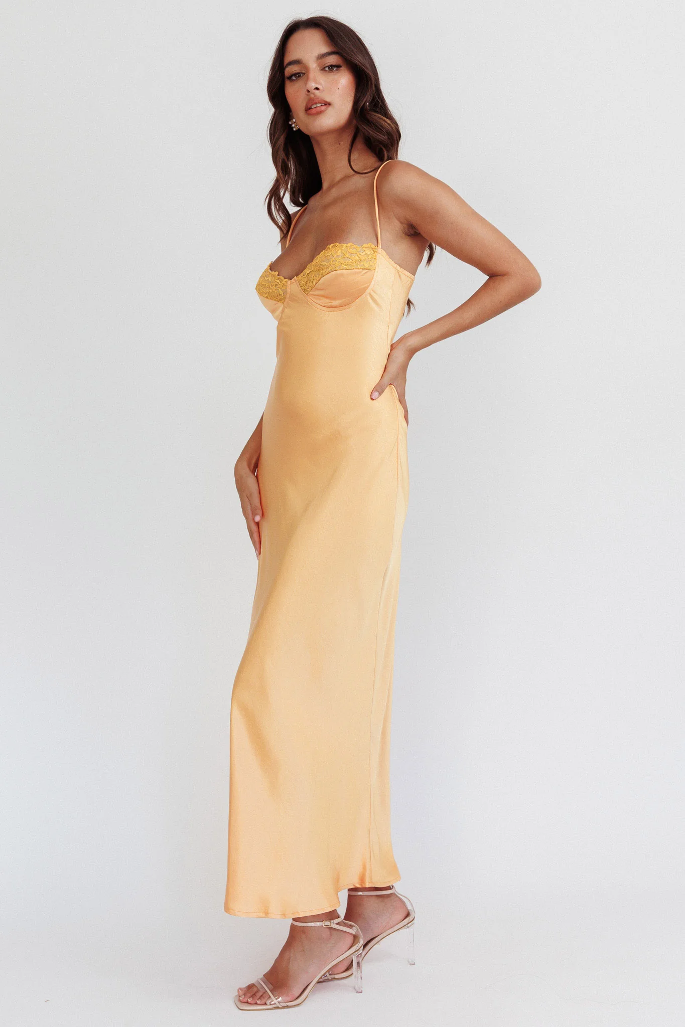Inhibitions Lace Bust Midi Dress Melon - Image 3