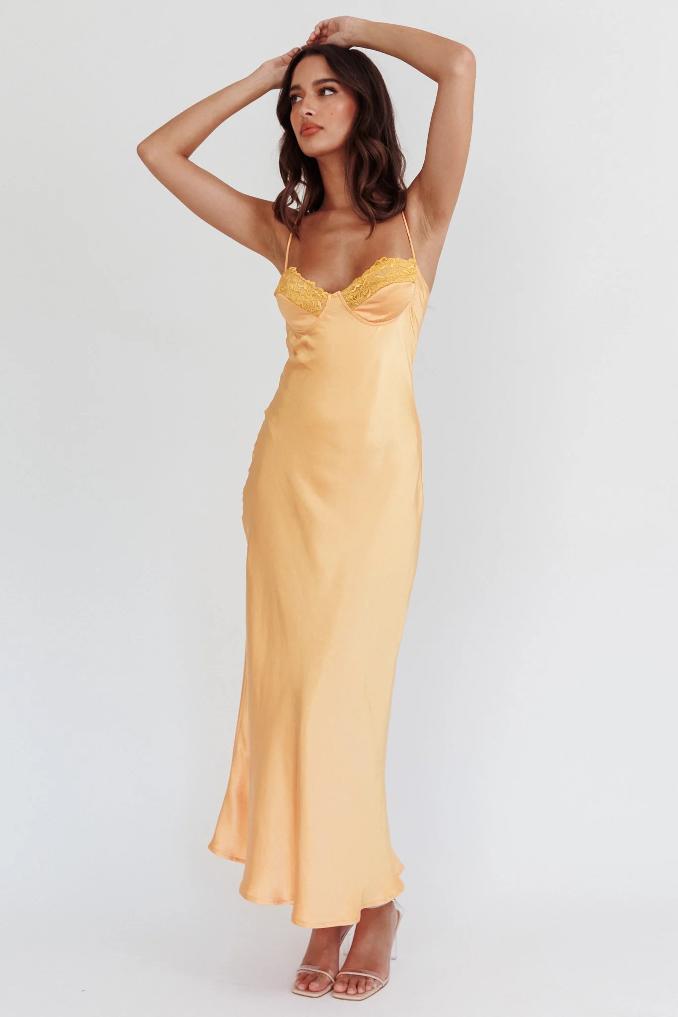 Inhibitions Lace Bust Midi Dress Melon - Image 5