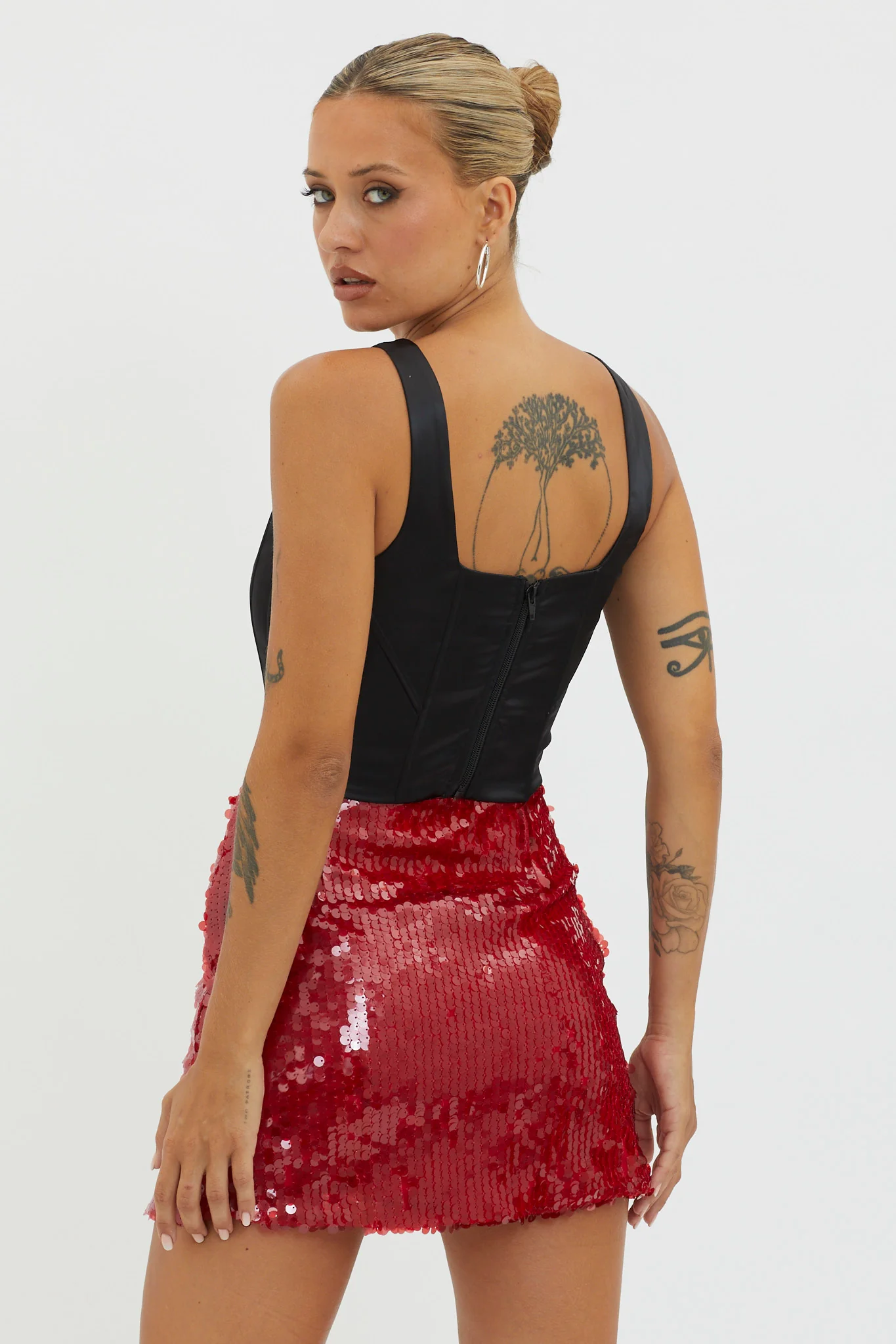 Intentions Sequin Mini Skirt Red - Image 4
