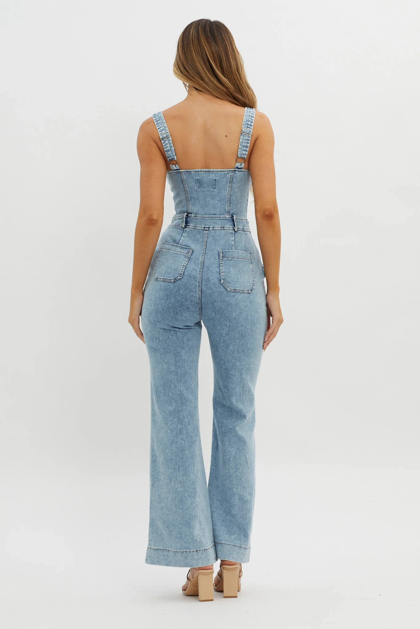 Intermission Flared Leg Jumpsuit Denim - Image 3