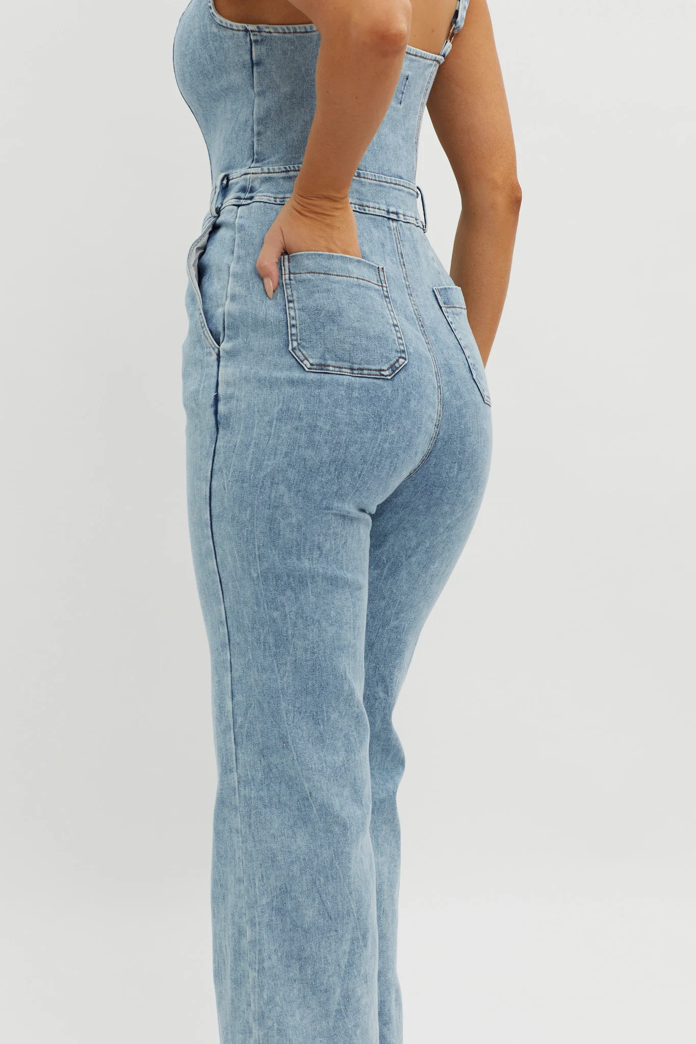 Intermission Flared Leg Jumpsuit Denim - Image 6