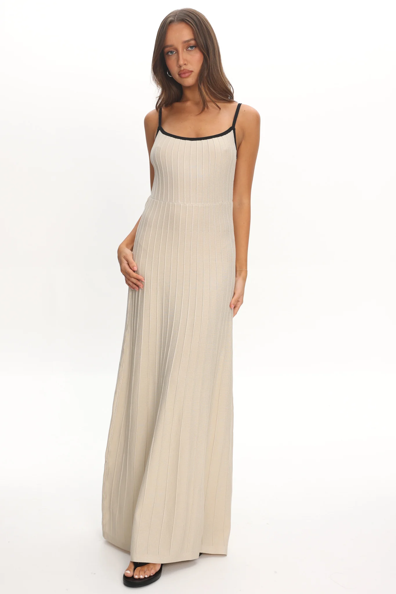 Interstellar Contrast Knit Maxi Dress Oat - Image 6