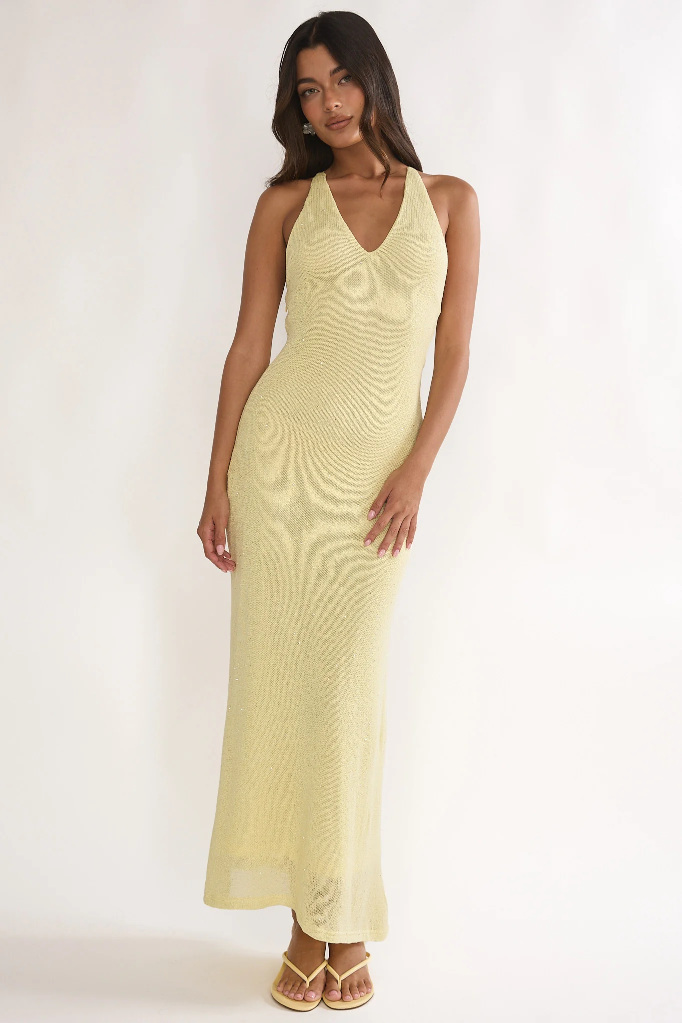 Introductions Knit Sequin Maxi Dress Butter - Image 4