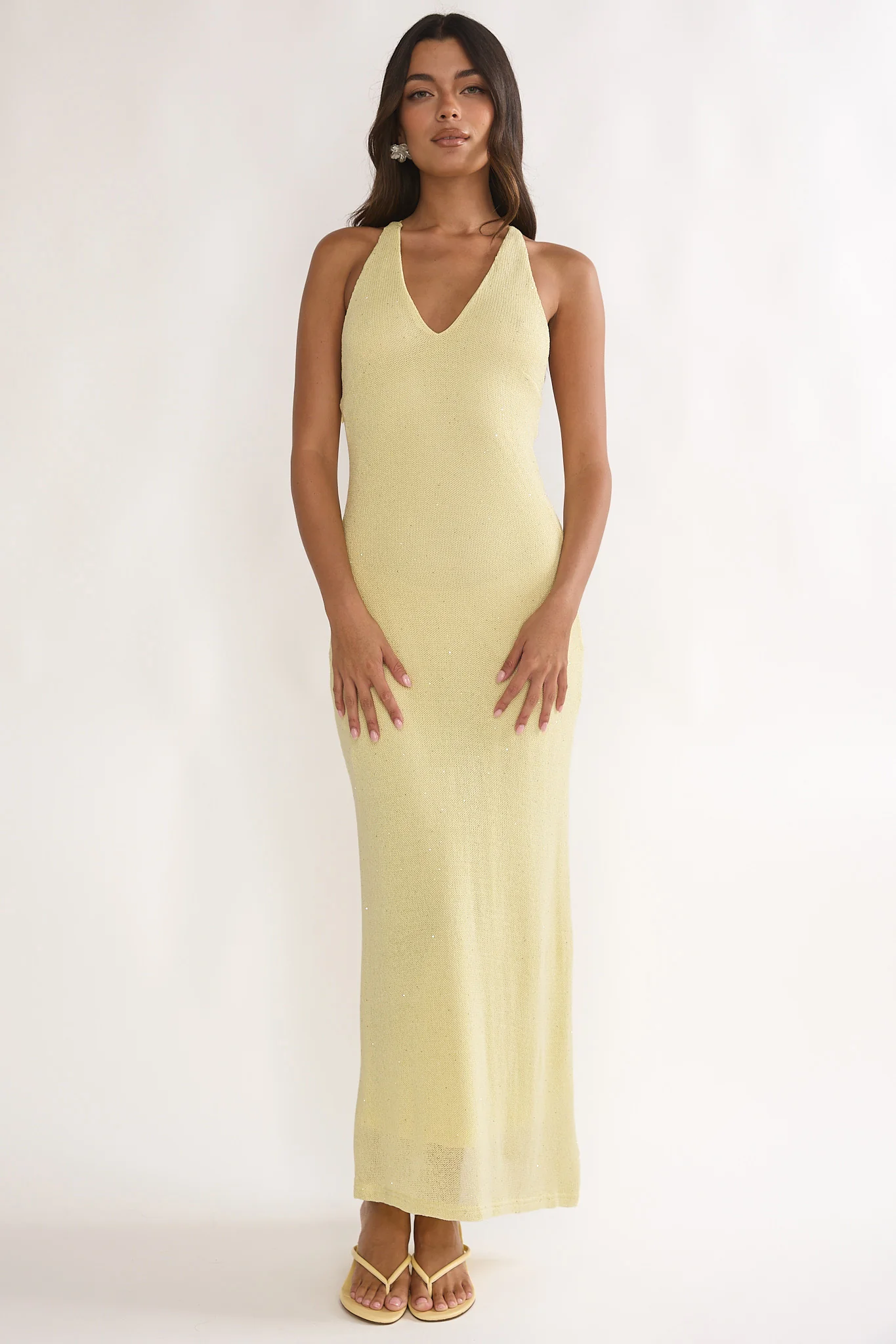 Introductions Knit Sequin Maxi Dress Butter - Image 5