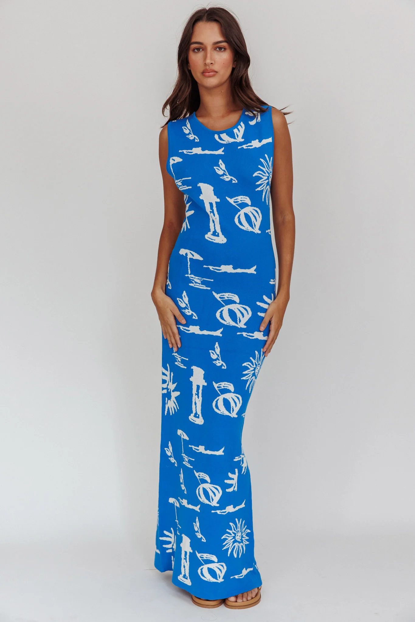Irene Column Silhouette Maxi Dress Blue - Image 5