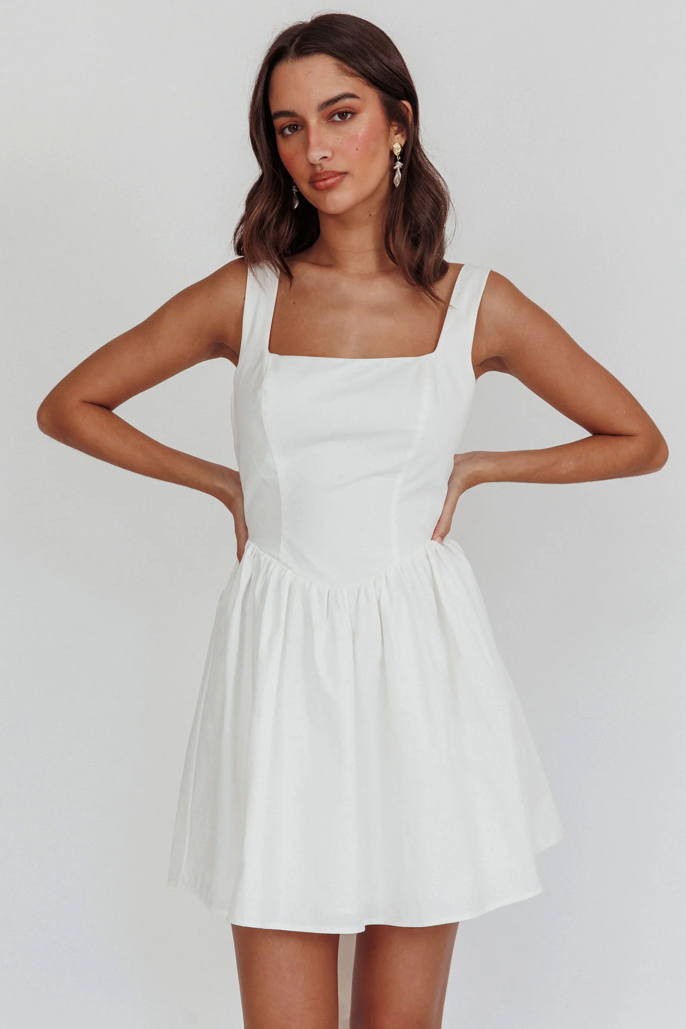 Irenic Bow Flare Mini Dress White - Image 4