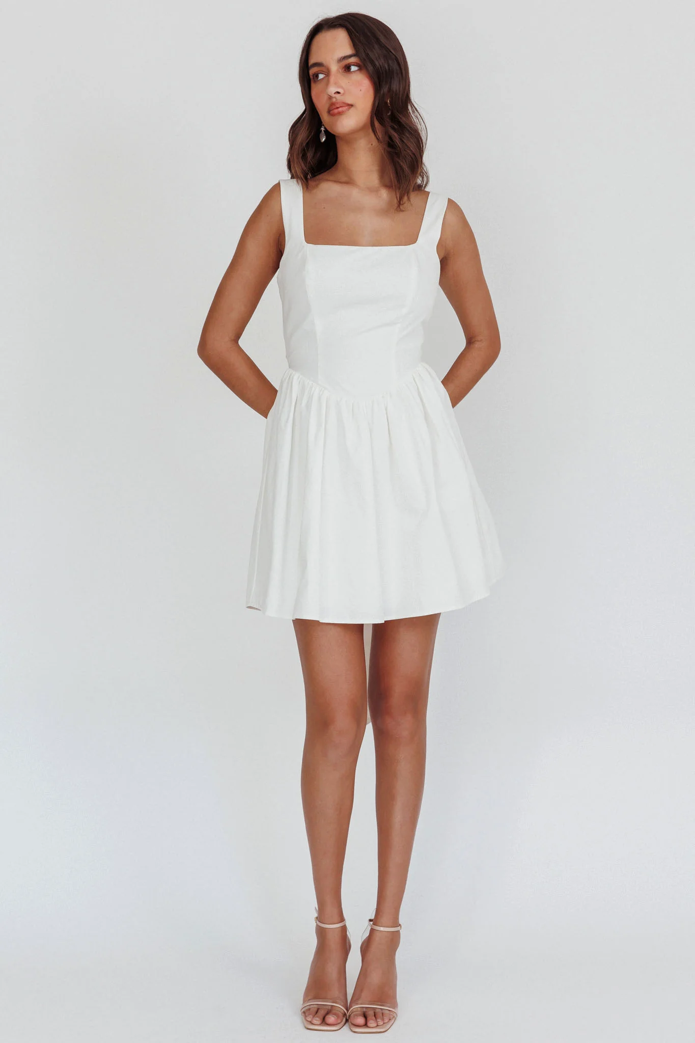 Irenic Bow Flare Mini Dress White - Image 5